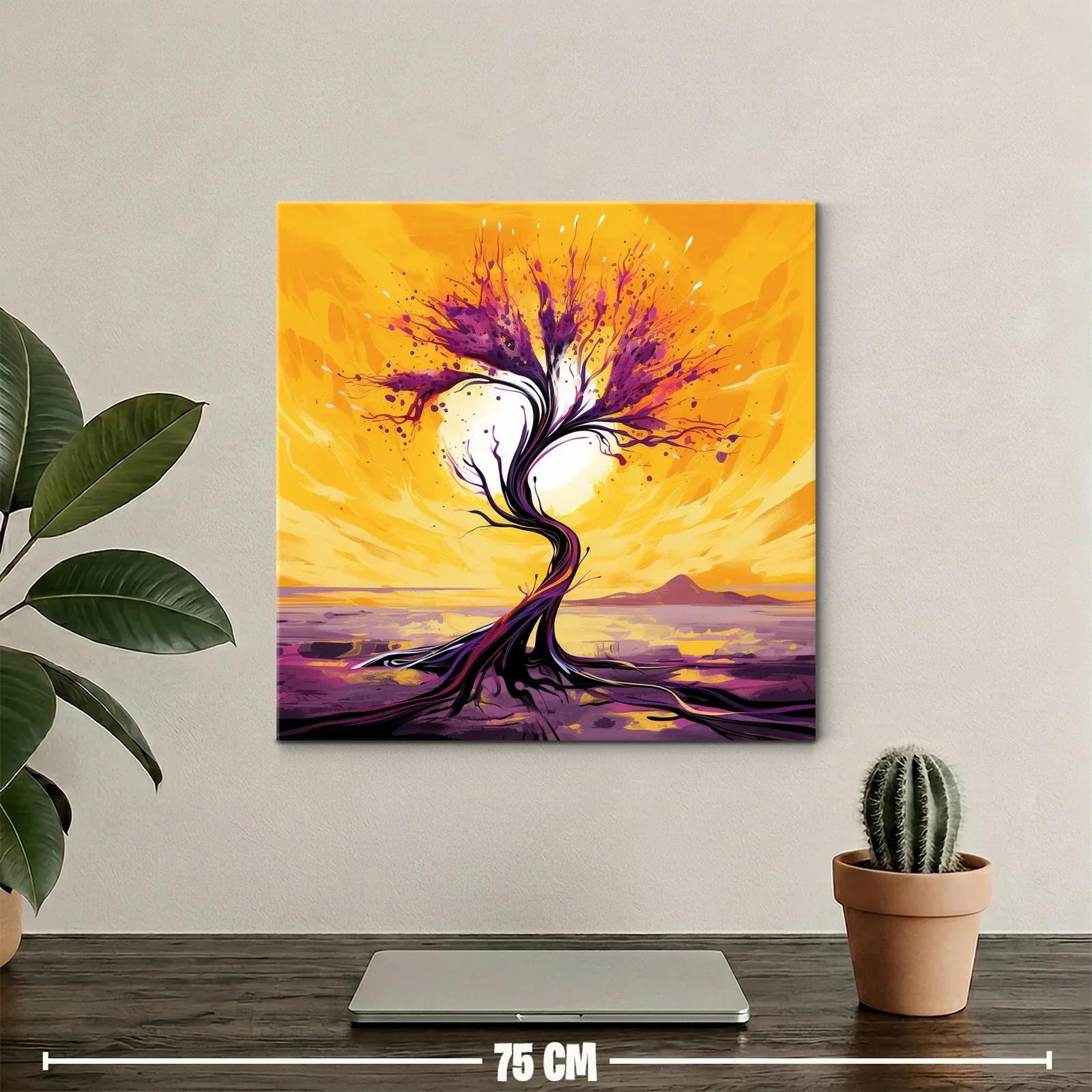 Árbol abstracto en vibrantes tonos morados y amarillos — miniatura 2