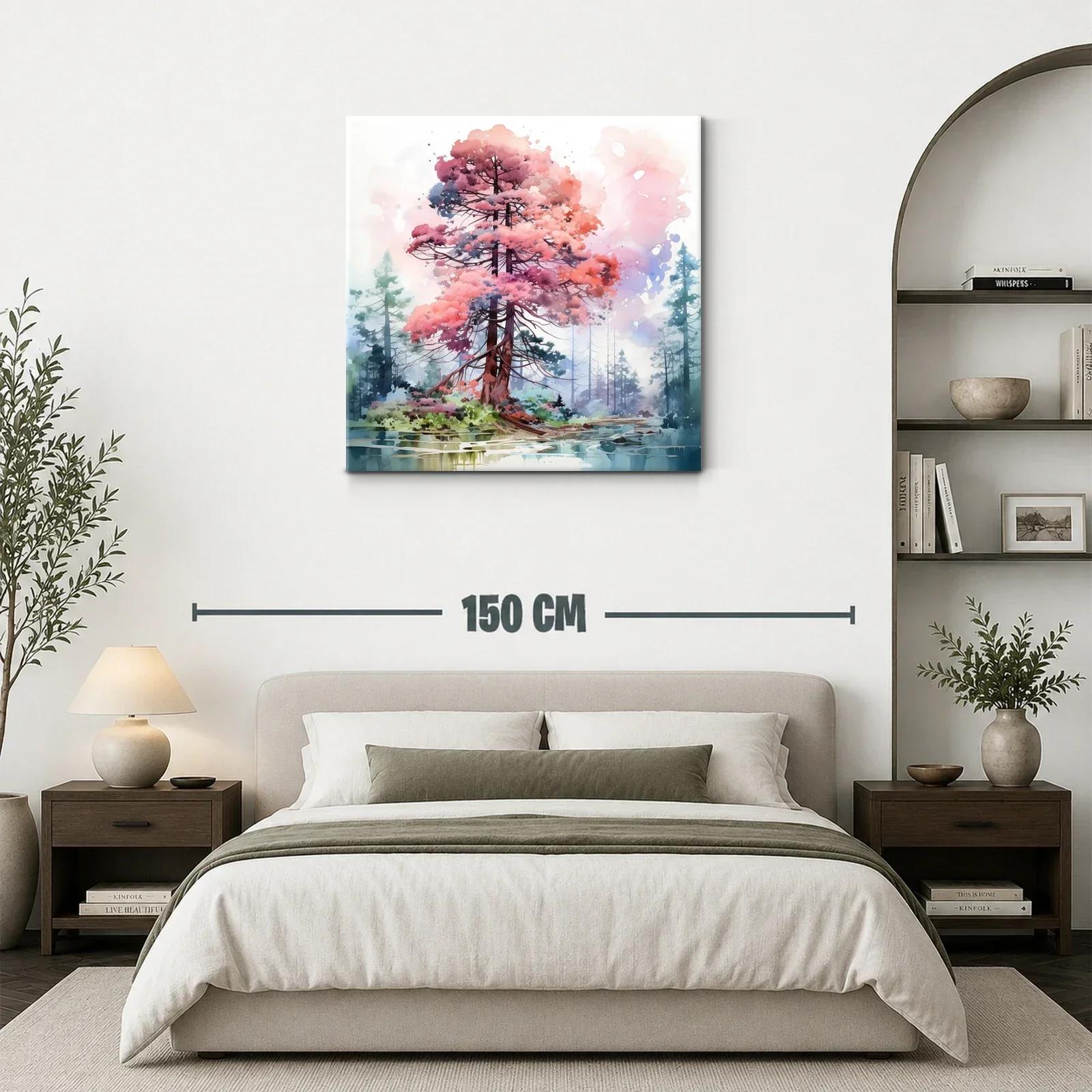 Árbol en tonos rosa y azul en paisaje sereno — miniatura 3