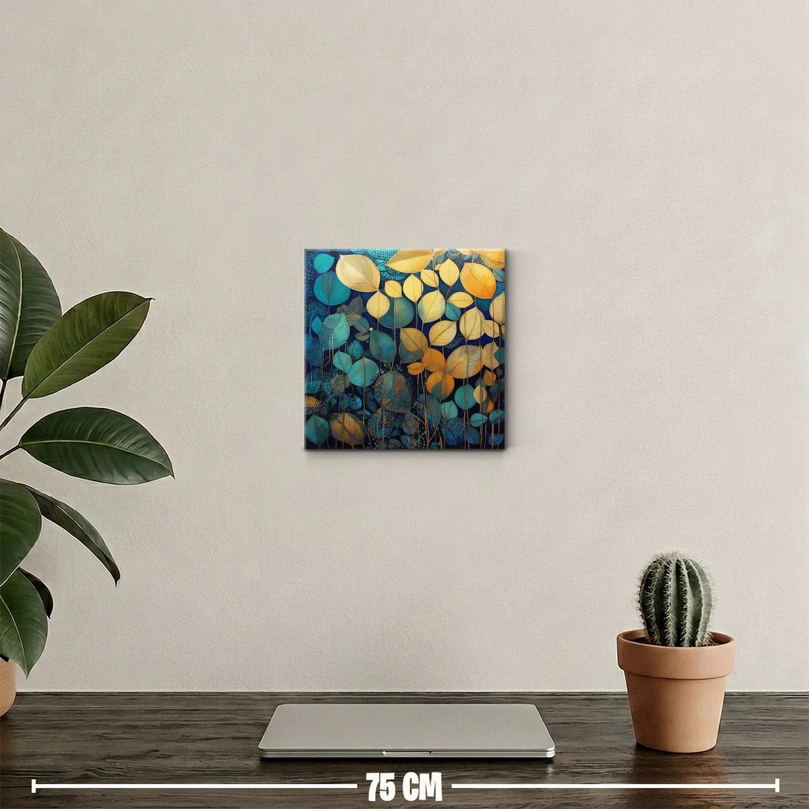Composición botánica en tonos azulados y dorados — miniatura 2
