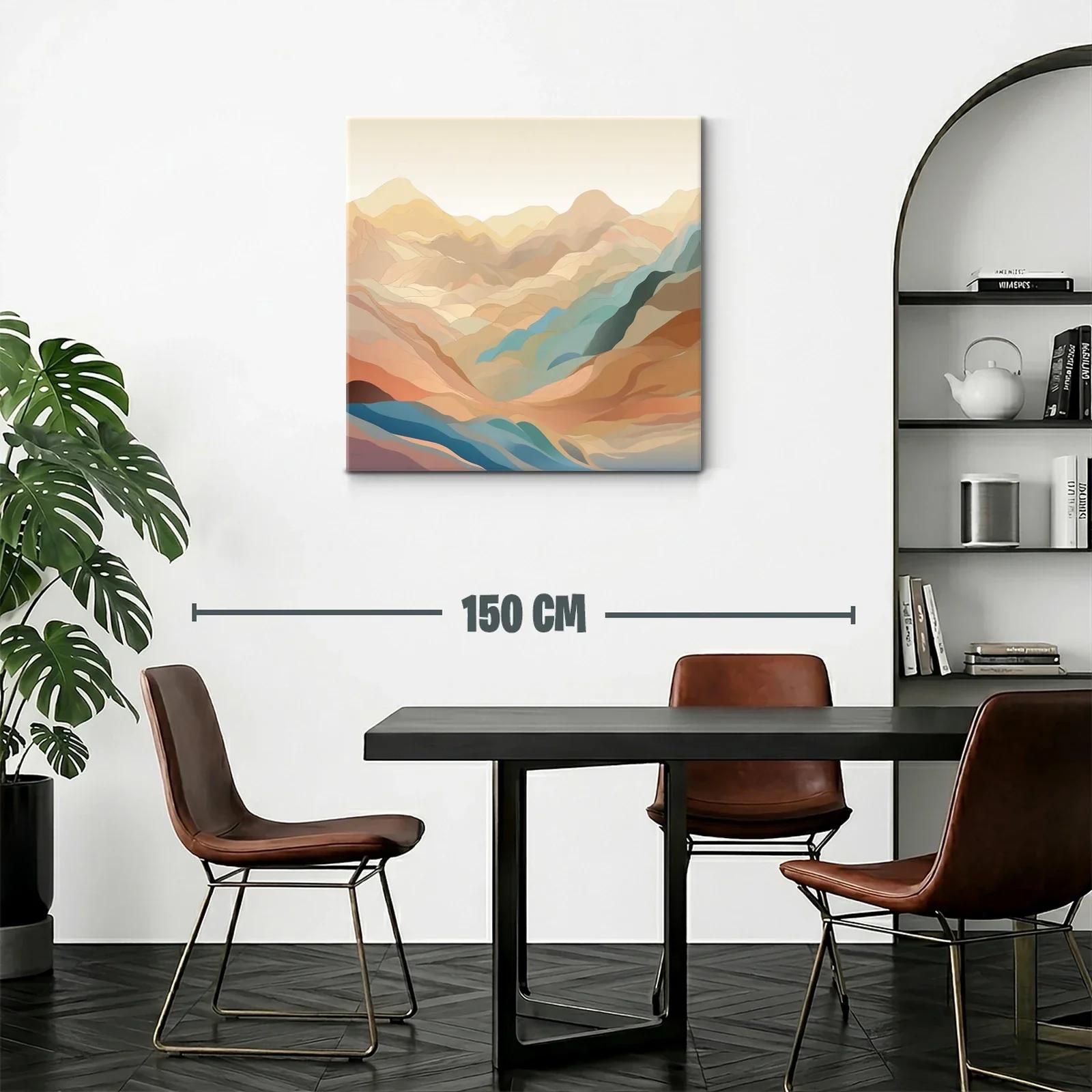 Paisaje abstracto de montañas en tonos cálidos y fríos suaves — miniatura 2