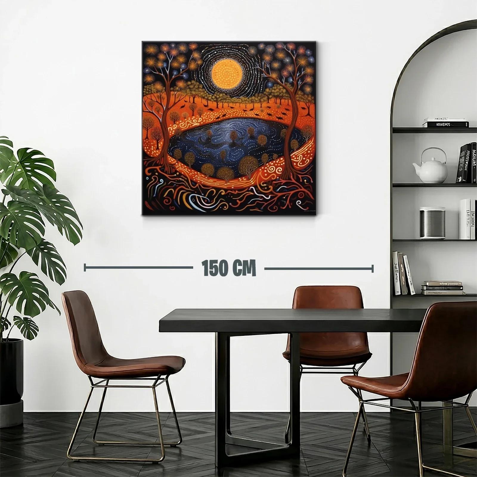 Paisaje nocturno mágico con luna brillante y árboles dorados — miniatura 2