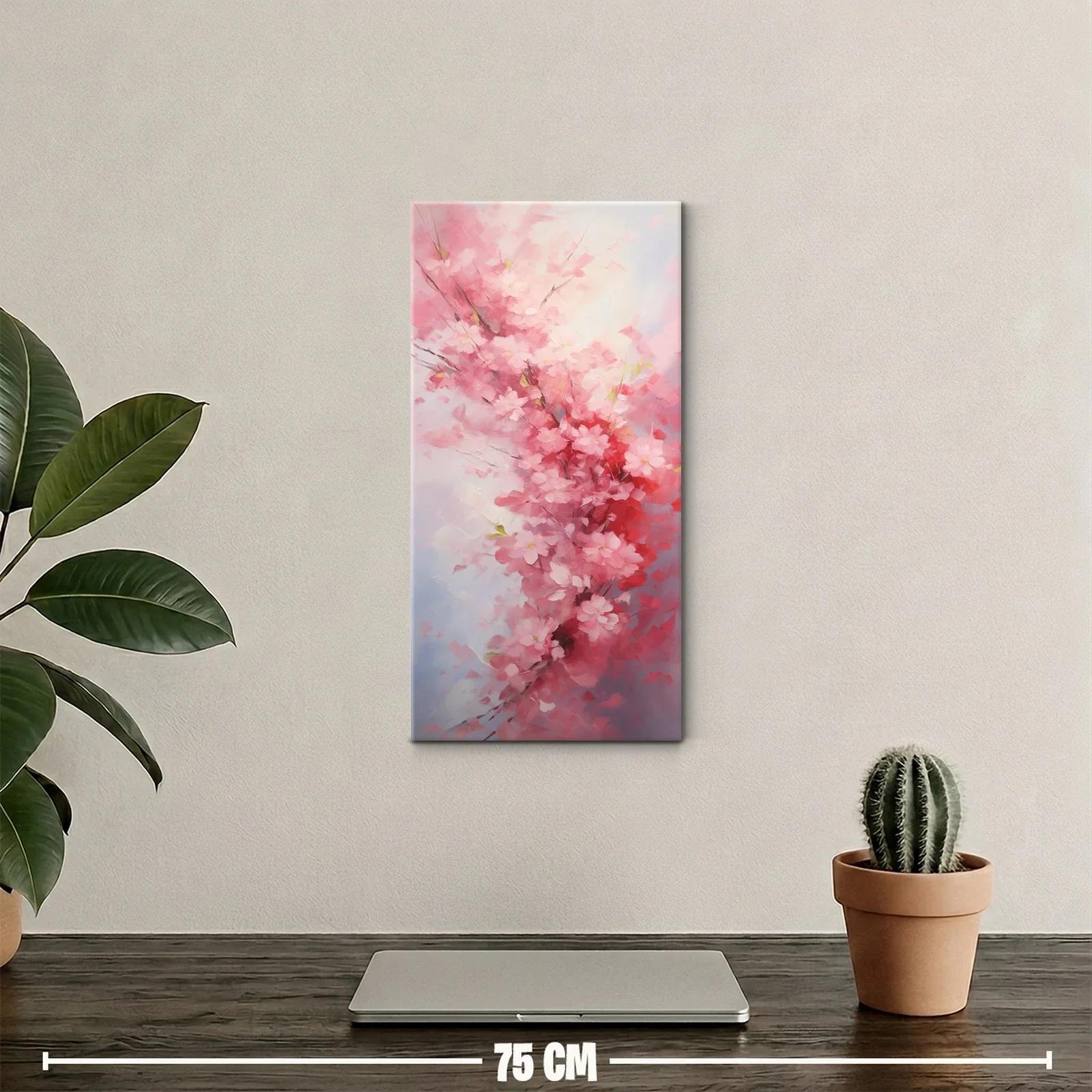 Cuadro flores rosadas en rama fina con fondo etéreo — miniatura 2