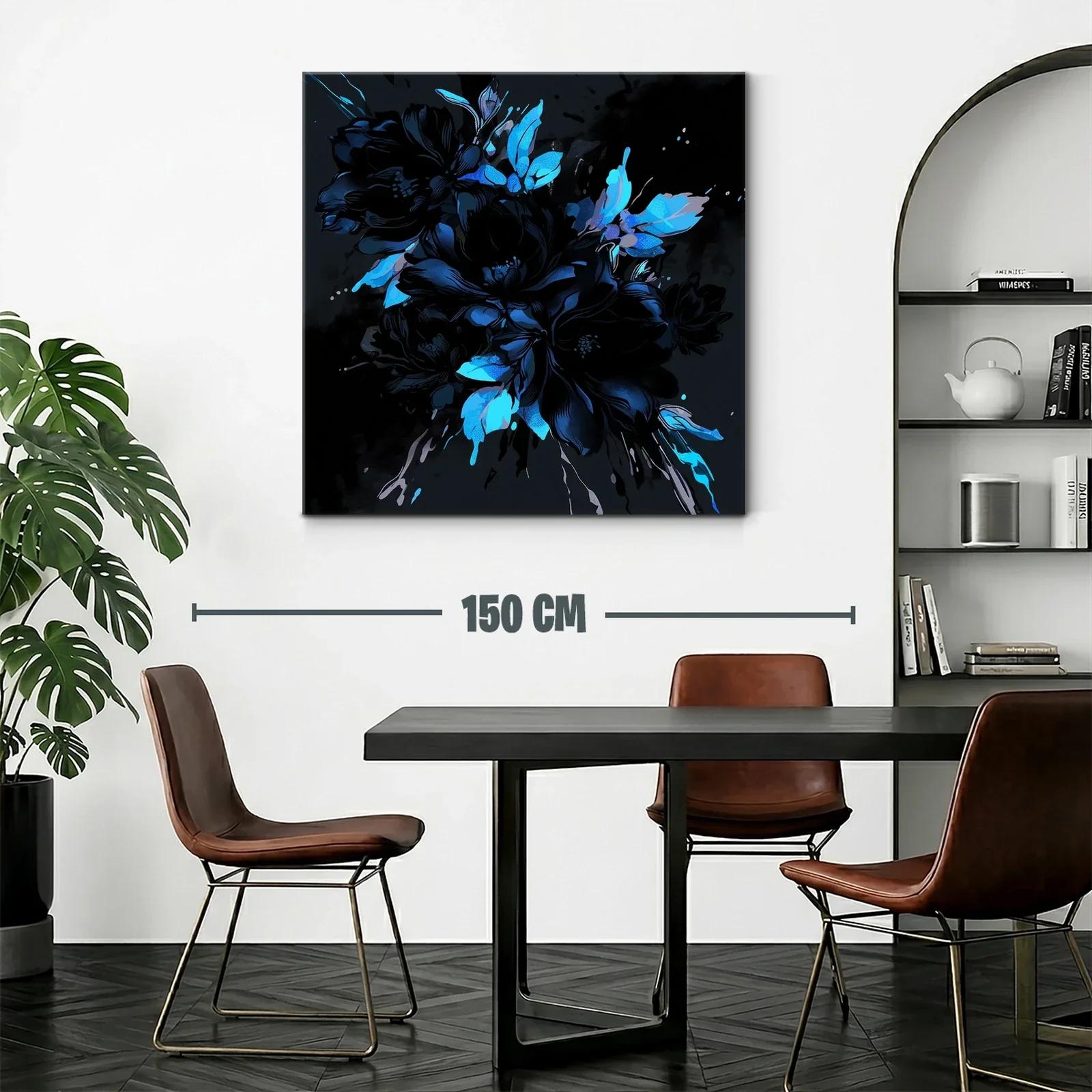 Elegancia floral en tonos oscuros y azules vibrantes — miniatura 2