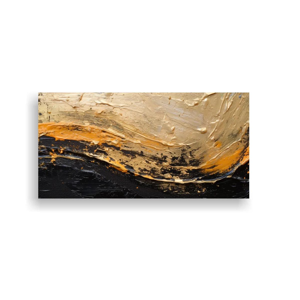 Cuadro ola abstracta en dorado y negro — imagen principal