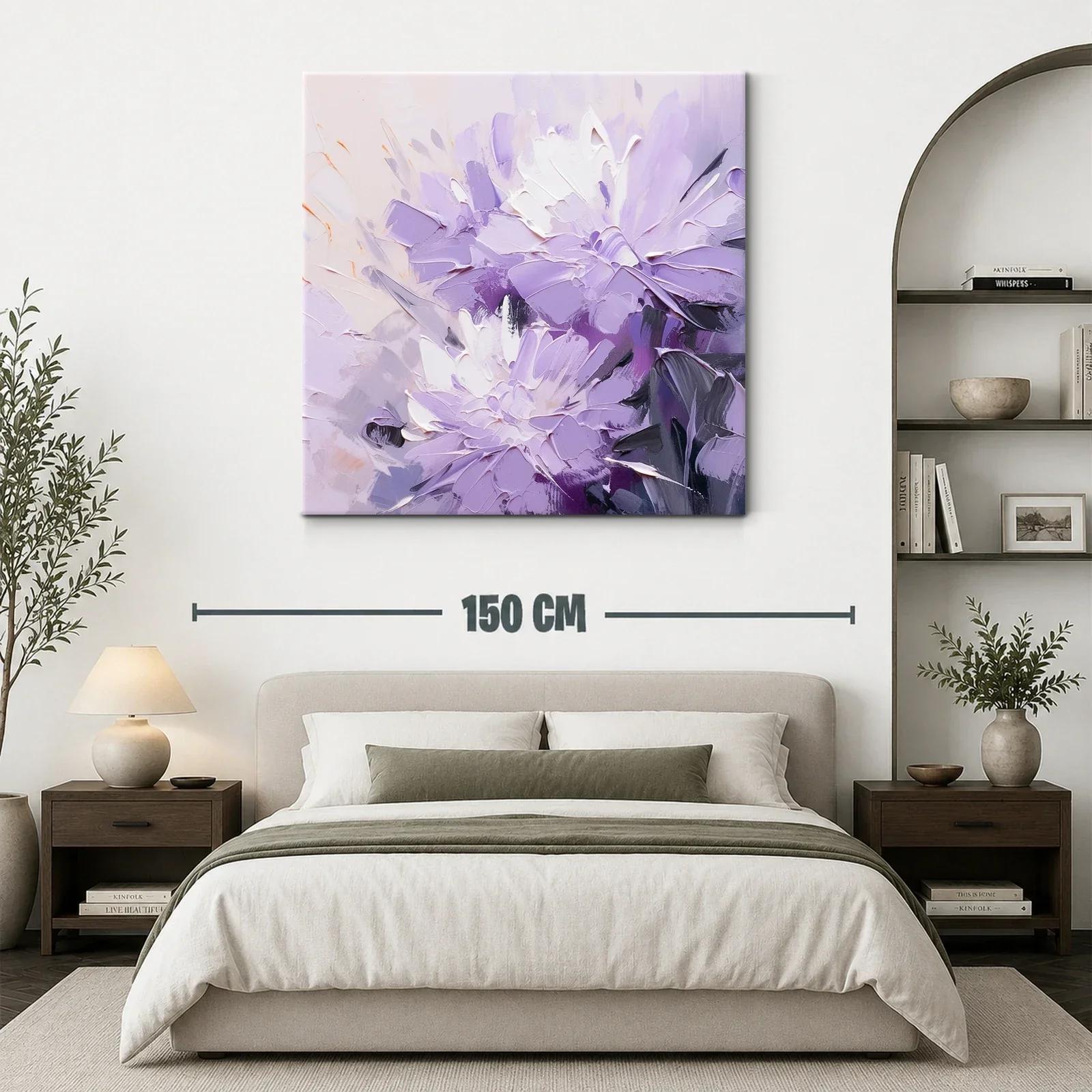 Cuadro flores lilas con toques de blanco y gris elegante — miniatura 3