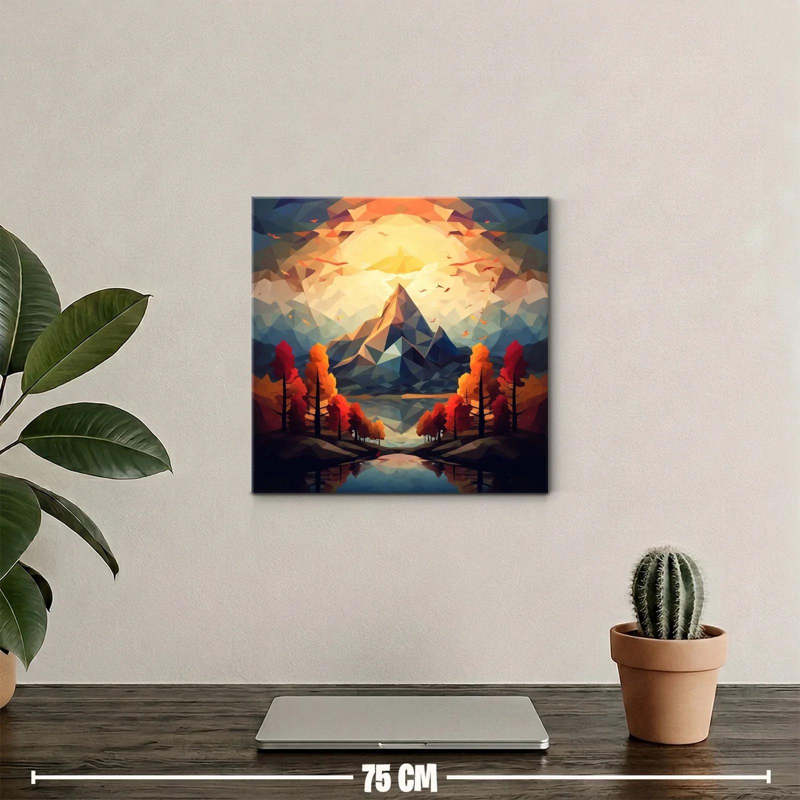 Paisaje geométrico de montaña con tonos cálidos y vibrantes — miniatura 2