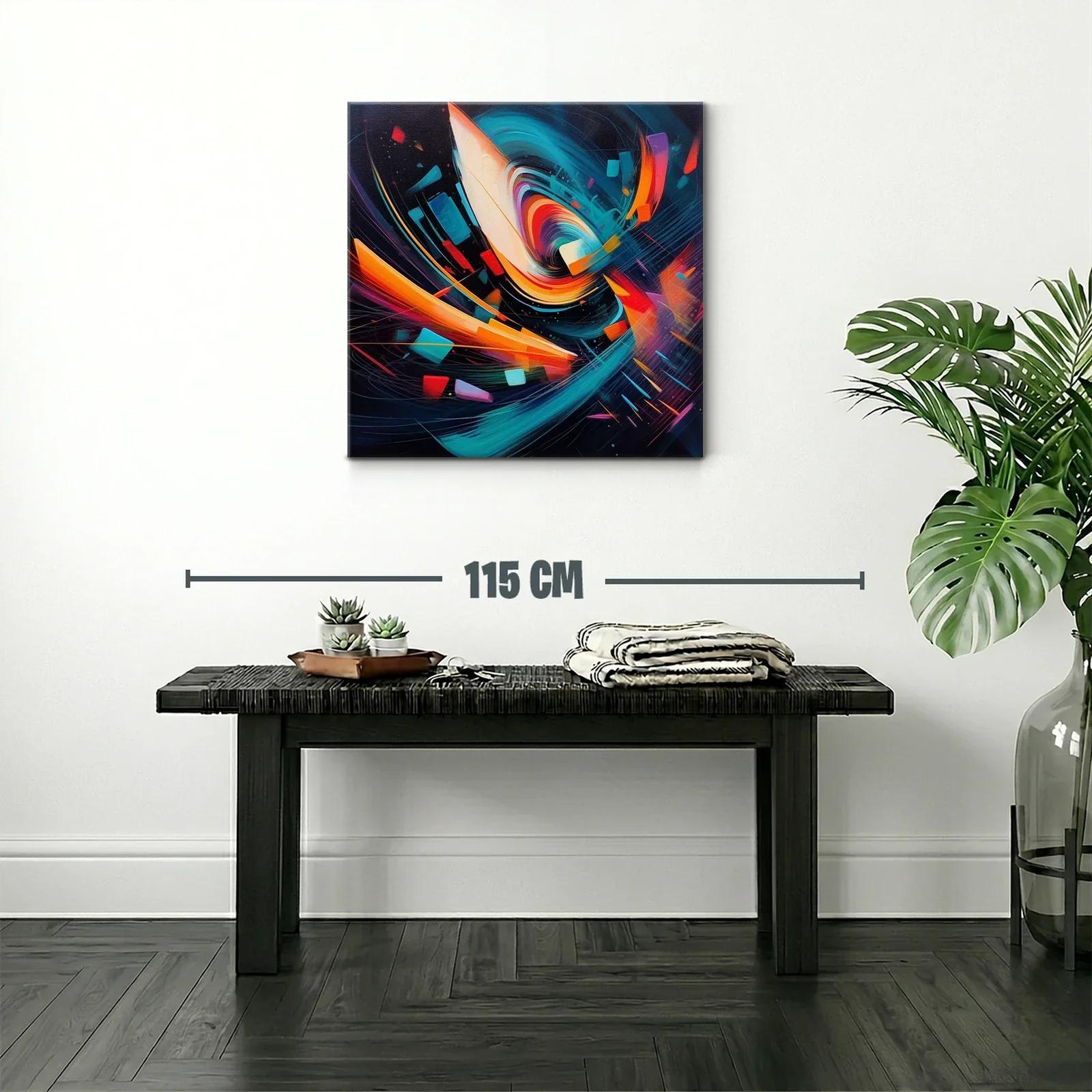 Arte abstracto dinámico con vibrantes tonos cálidos y fríos — miniatura 2