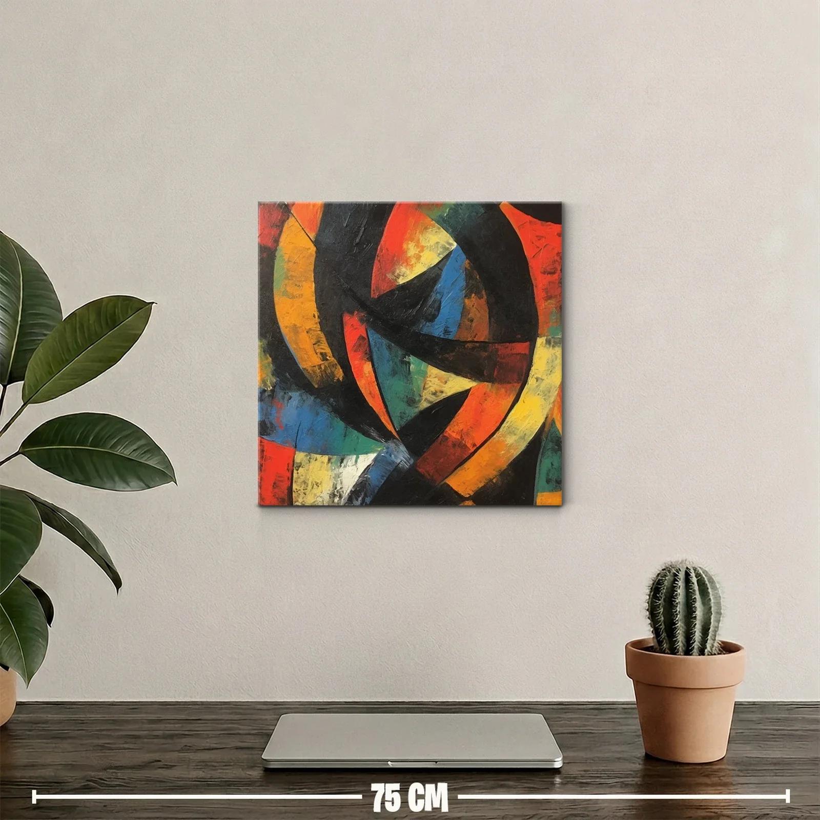 Composición Abstracta con Tonos Cálidos y Fríos Dinámicos — miniatura 2