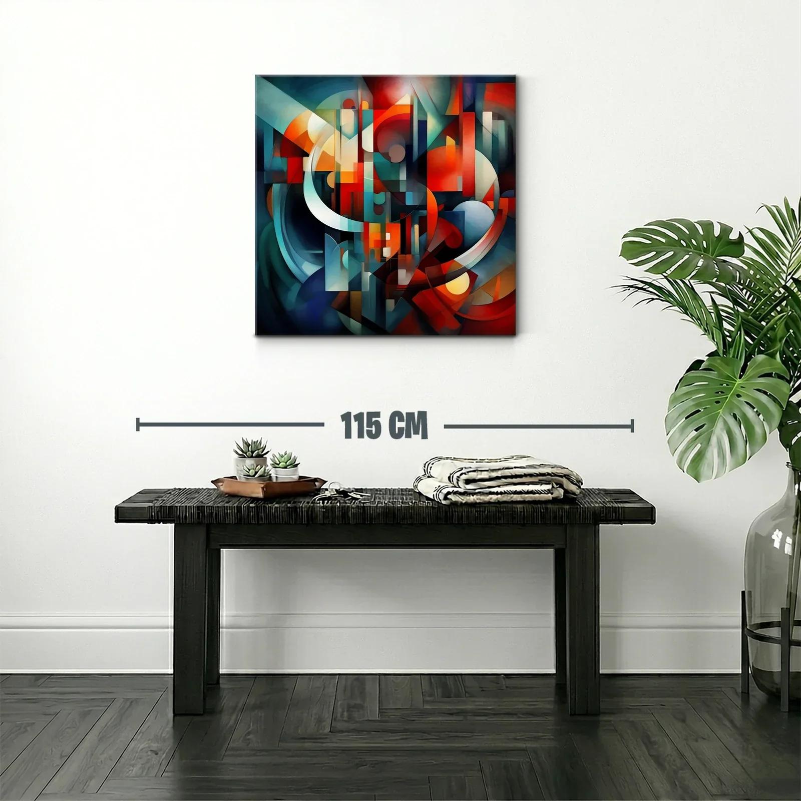 Composición abstracta en tonos cálidos y fríos equilibrados — miniatura 2