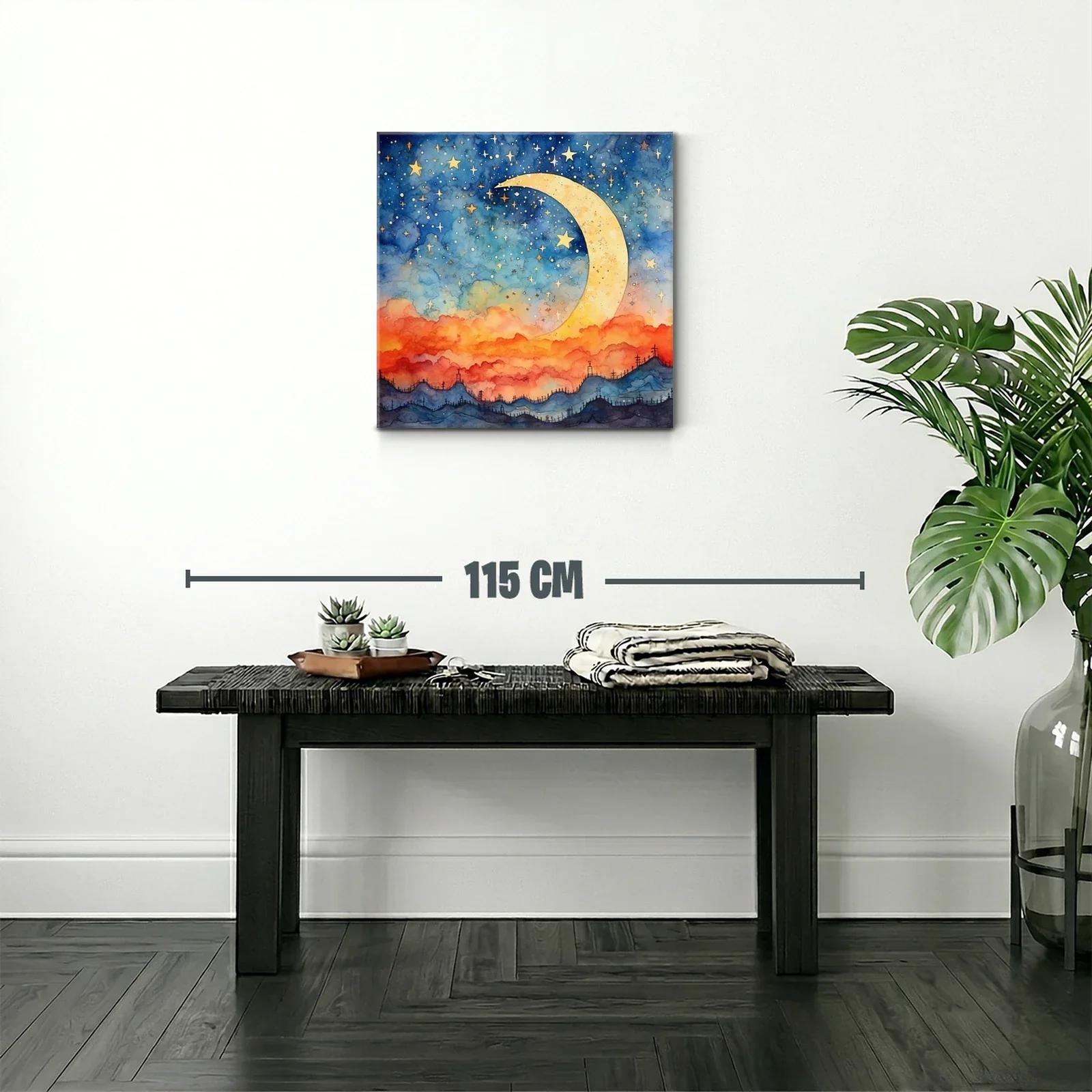 Puesta de sol mágica con luna y cielo estrellado — miniatura 2