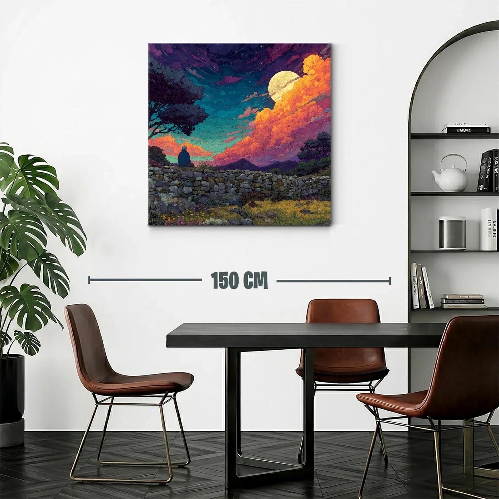 Paisaje nocturno con luna llena y cielo dramático — miniatura 2