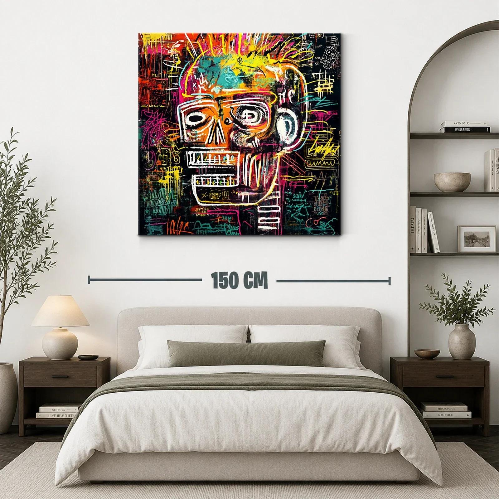 Cuadro vibrante con calavera en estilo urbano contemporáneo — miniatura 3