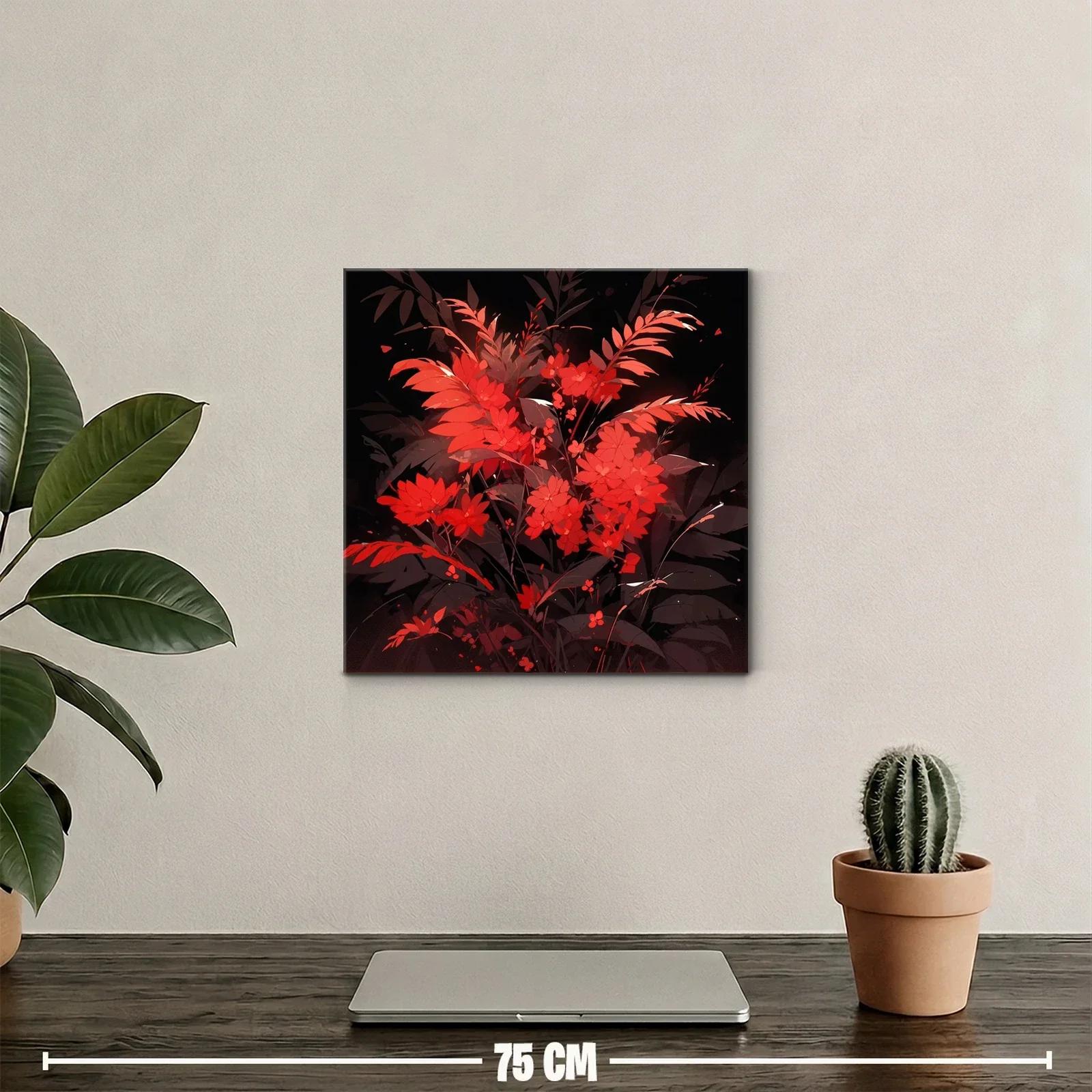 Ramo vibrante con flores rojas sobre fondo oscuro — miniatura 2