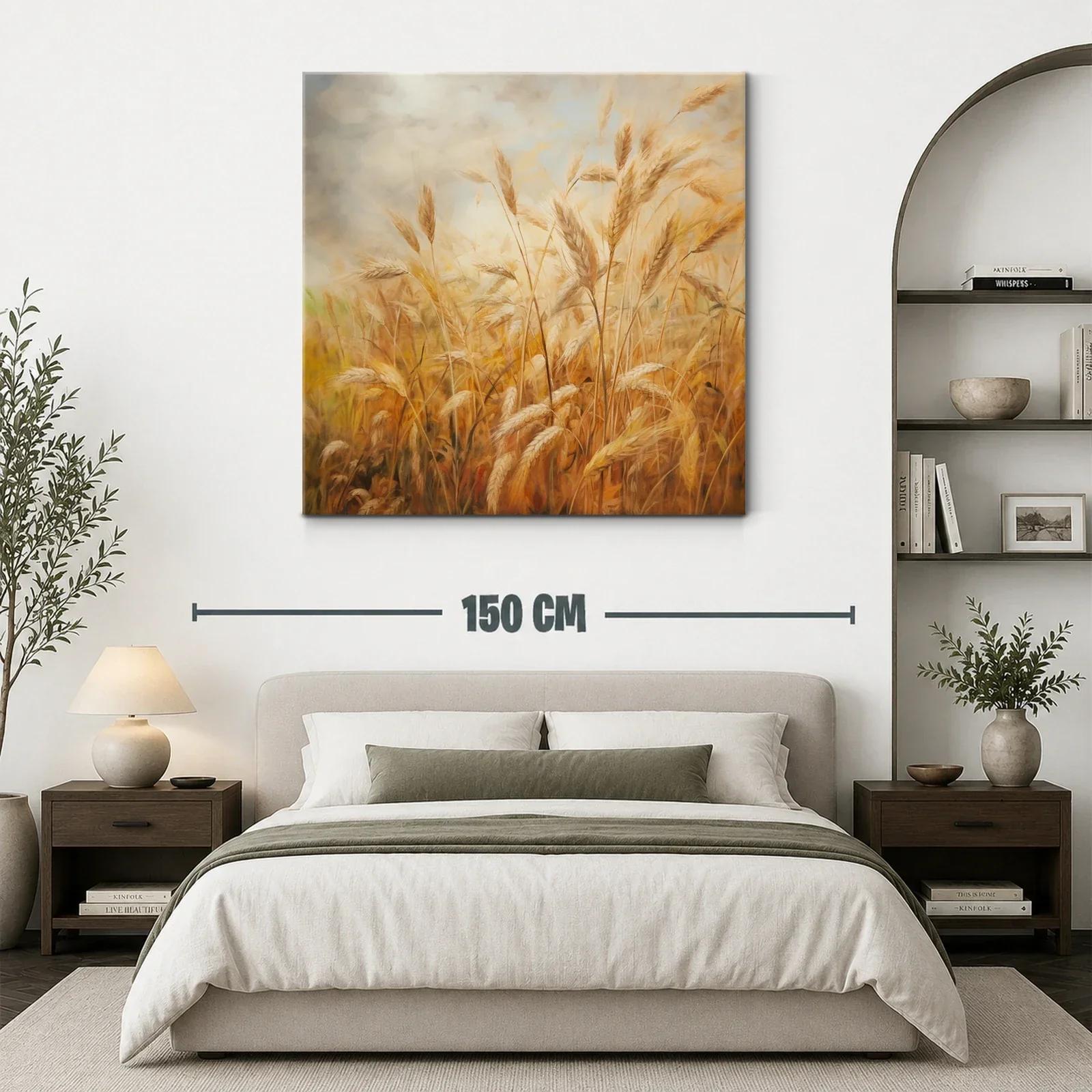 Campo de trigo dorado bajo cielo nublado tranquilo — miniatura 3