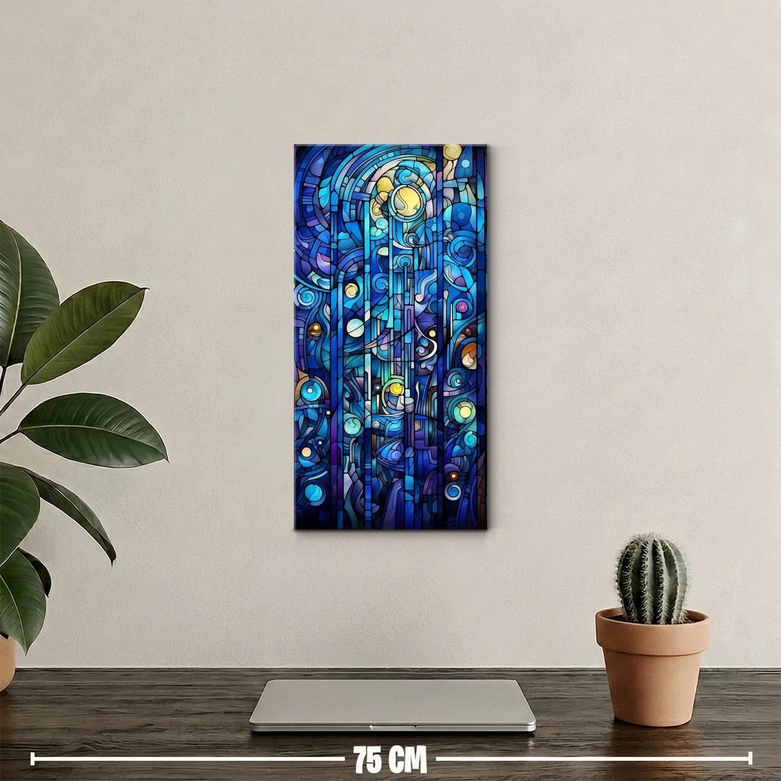 Cuadro sistema solar abstracto con efecto vitral — miniatura 2