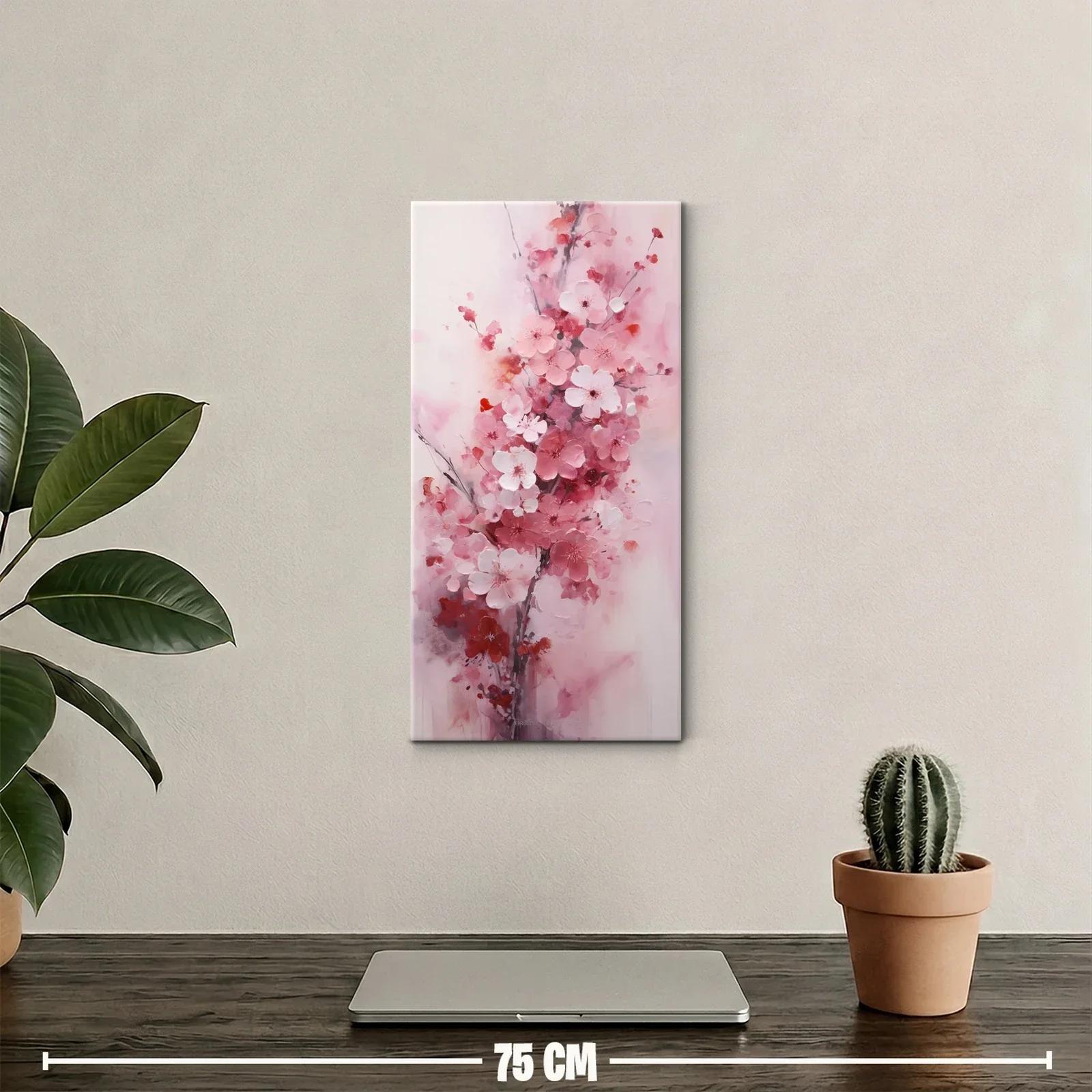 Cuadro flores de cerezo rosadas con veladuras etéreas — miniatura 2