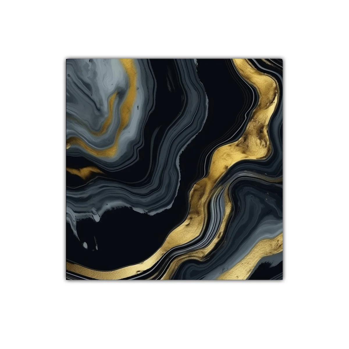 Cuadro decorativo en tonos negros y dorados abstractos — miniatura 1