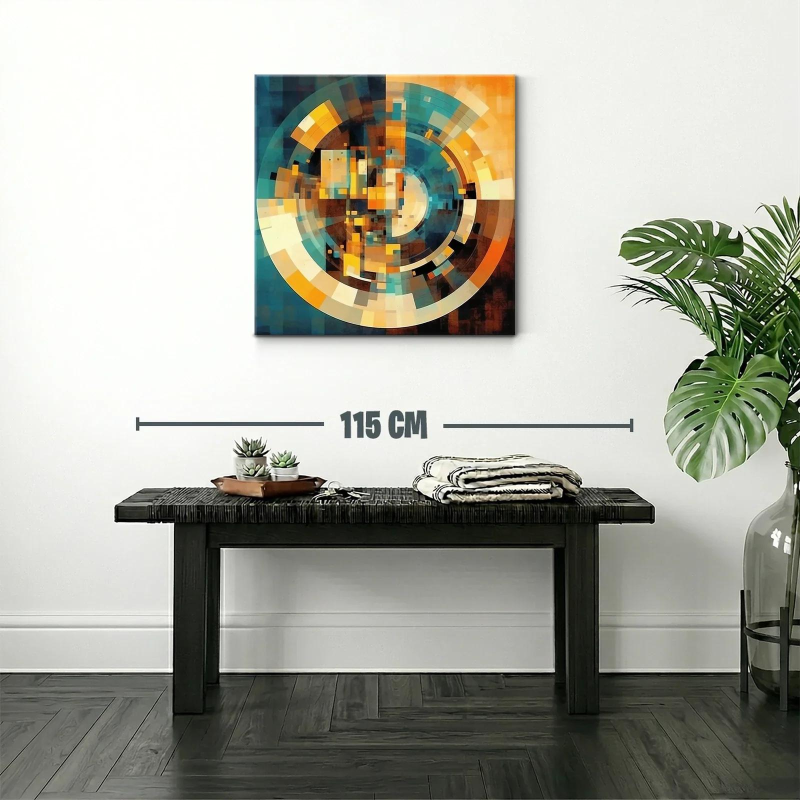 Cuadro con diseño abstracto y paleta cálida y azulada — miniatura 2