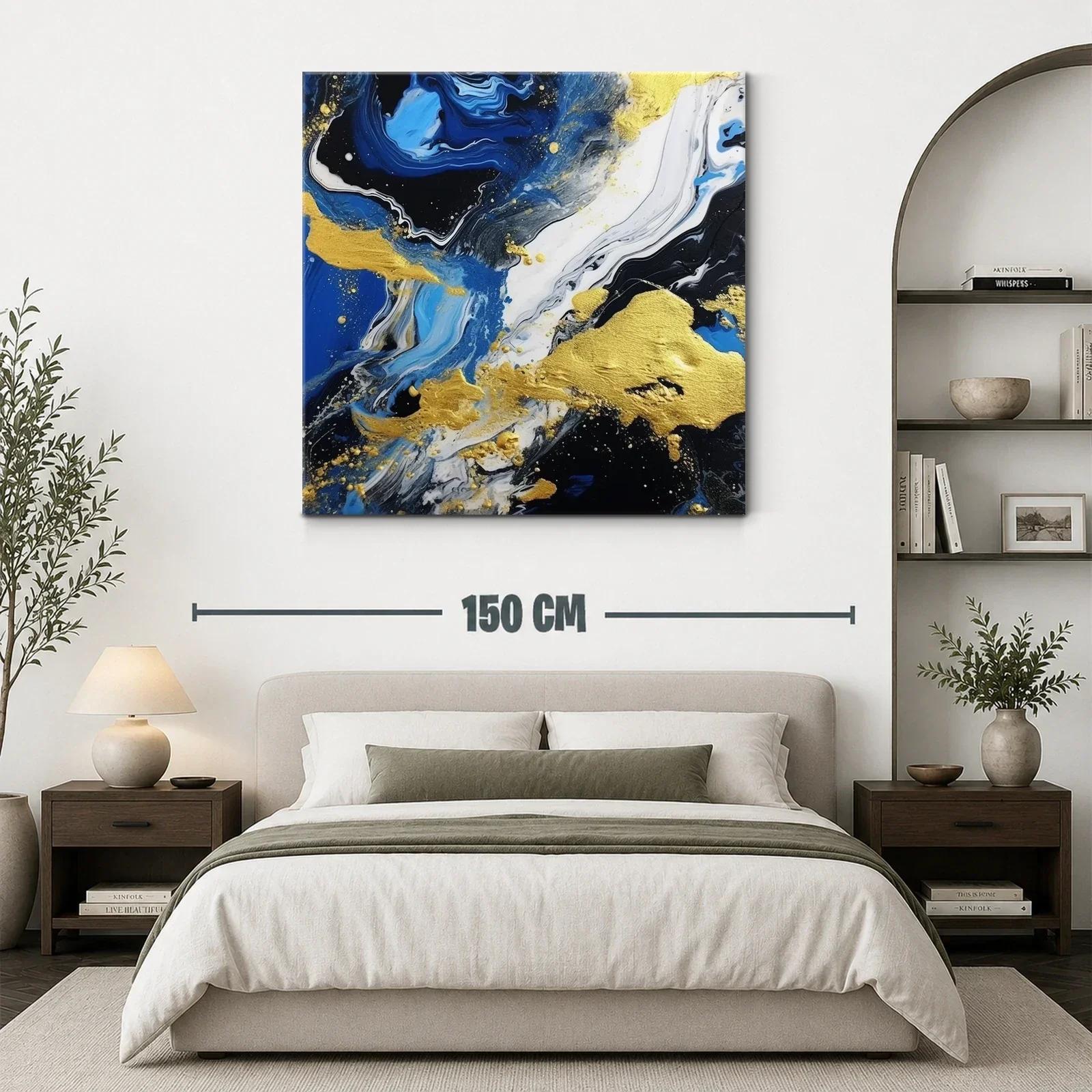 Abstracto vibrante en azul negro y dorado elegante — miniatura 3