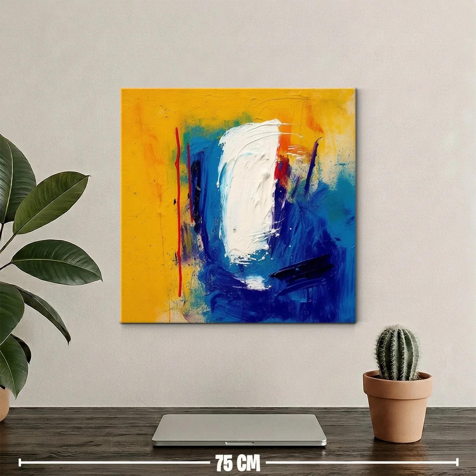 Cuadro abstracto con vibrantes tonos azules y amarillos — miniatura 2