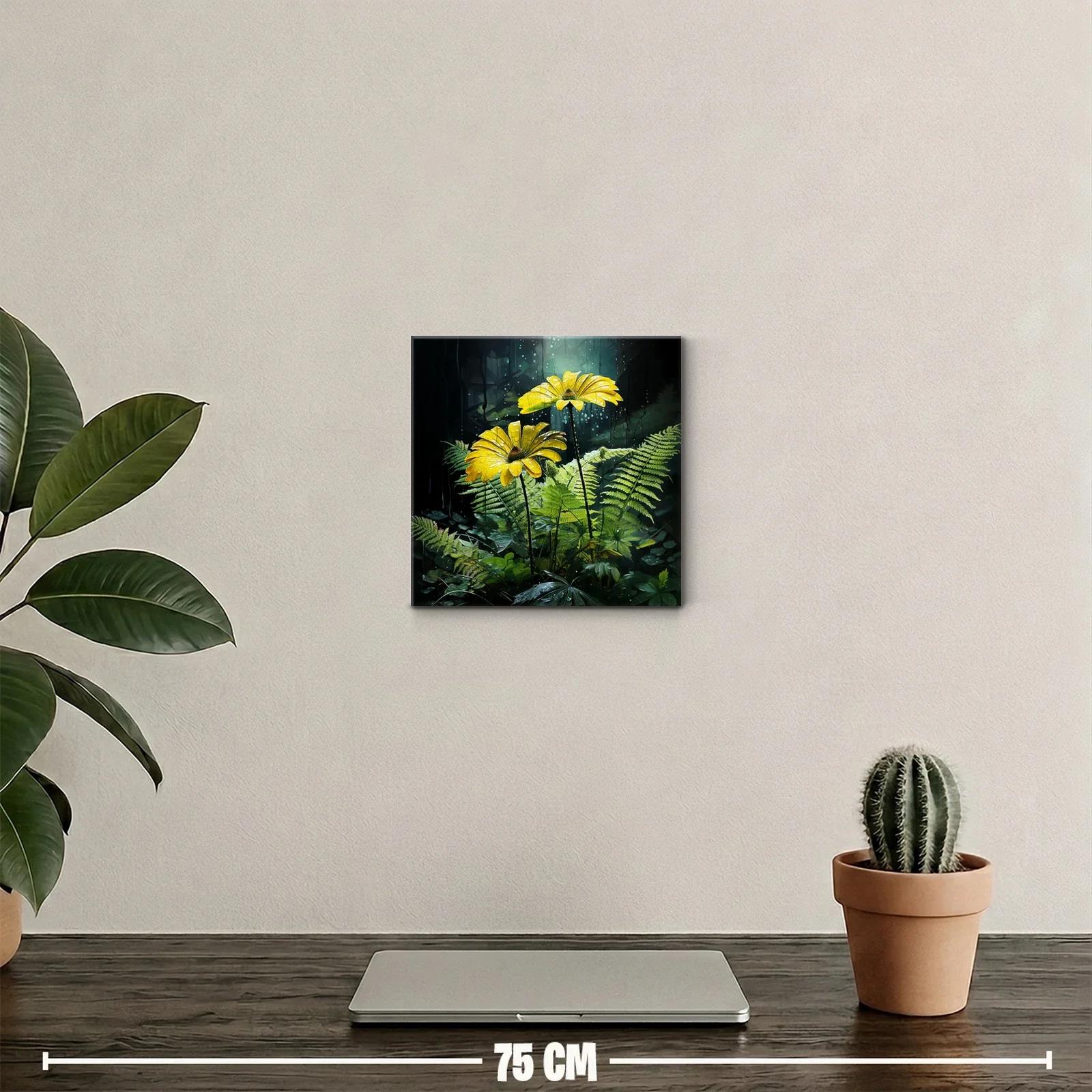 Flores Amarillas Luminosas entre Helechos Verdes — miniatura 2