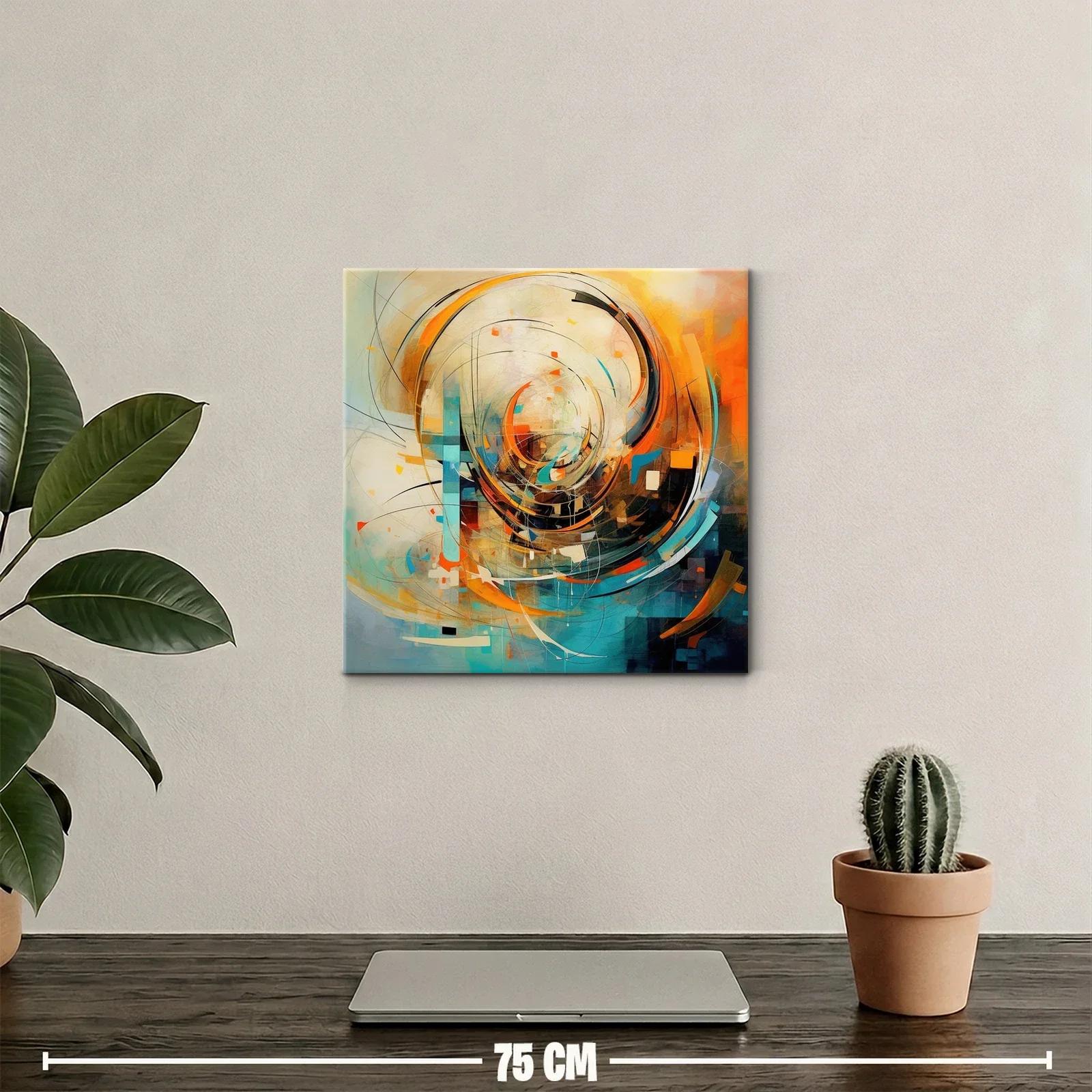 Composición abstracta con tonos cálidos y azules vibrantes — miniatura 2