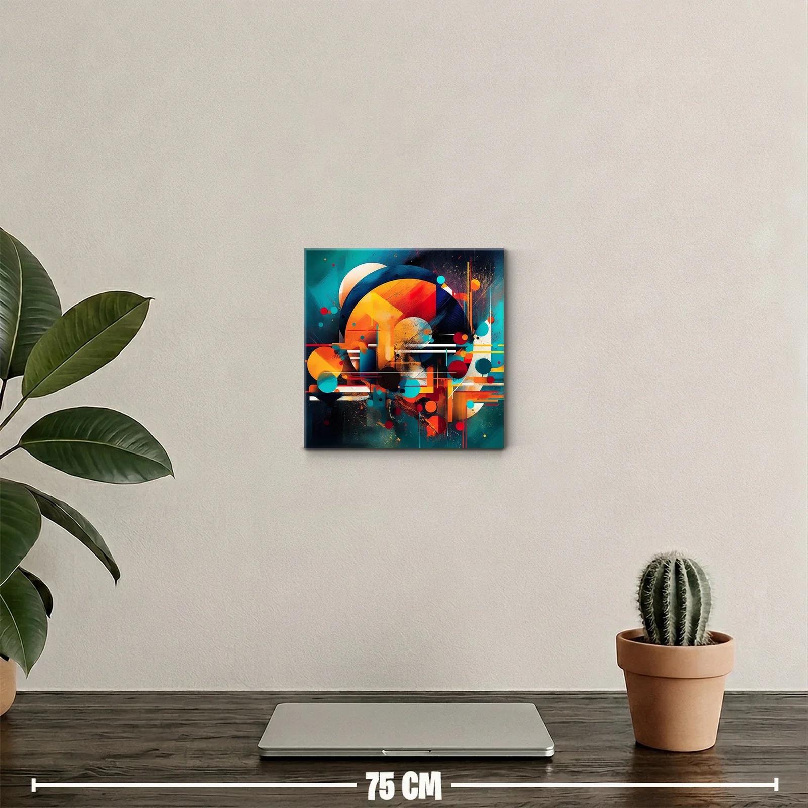 Cuadro abstracto con formas geométricas y colores vibrantes — miniatura 2