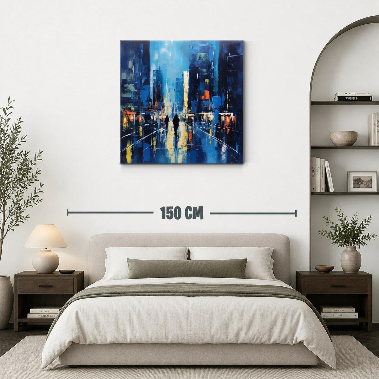 Paisaje urbano nocturno con reflejos vibrantes y figuras — miniatura 3