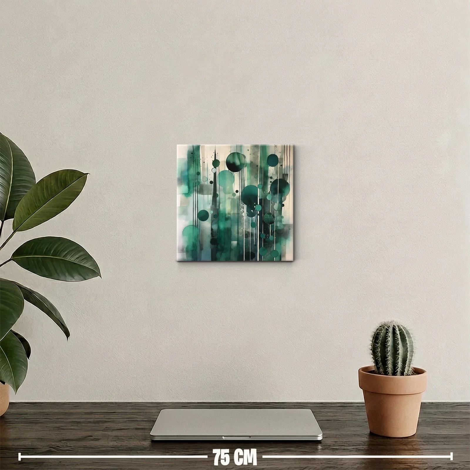 Composición abstracta de círculos y líneas en tonos verdes — miniatura 2