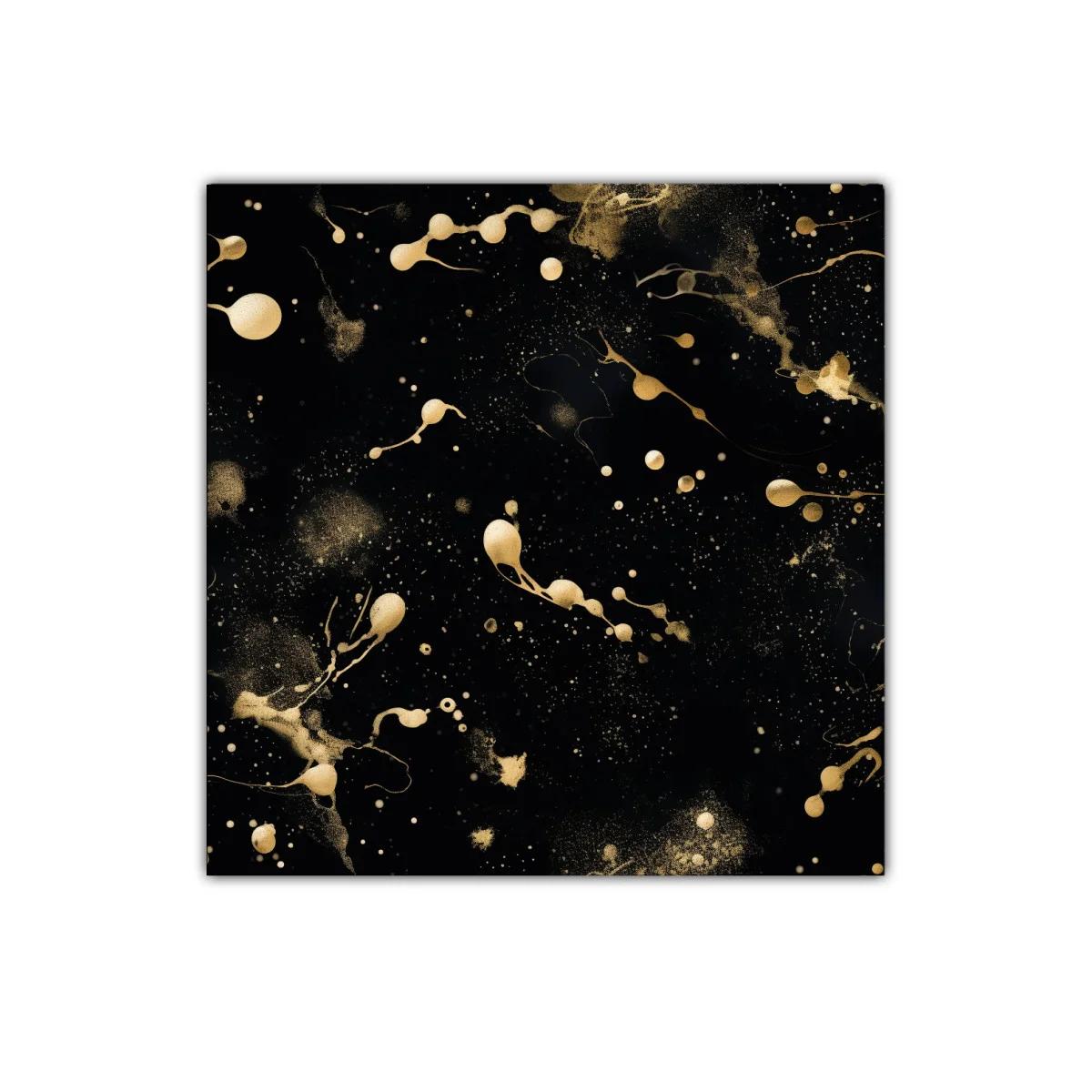 Cuadro abstracto con manchas doradas sobre fondo negro — miniatura 1