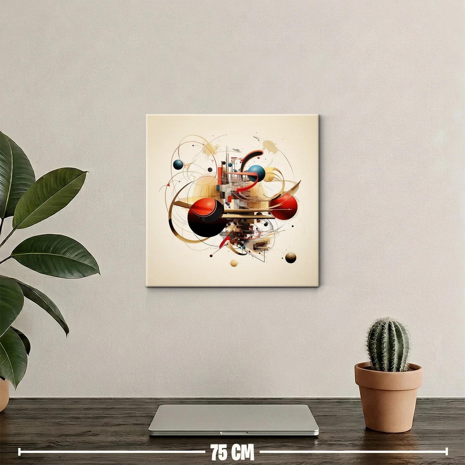 Composición abstracta con esferas geométricas en tonos cálidos — miniatura 2
