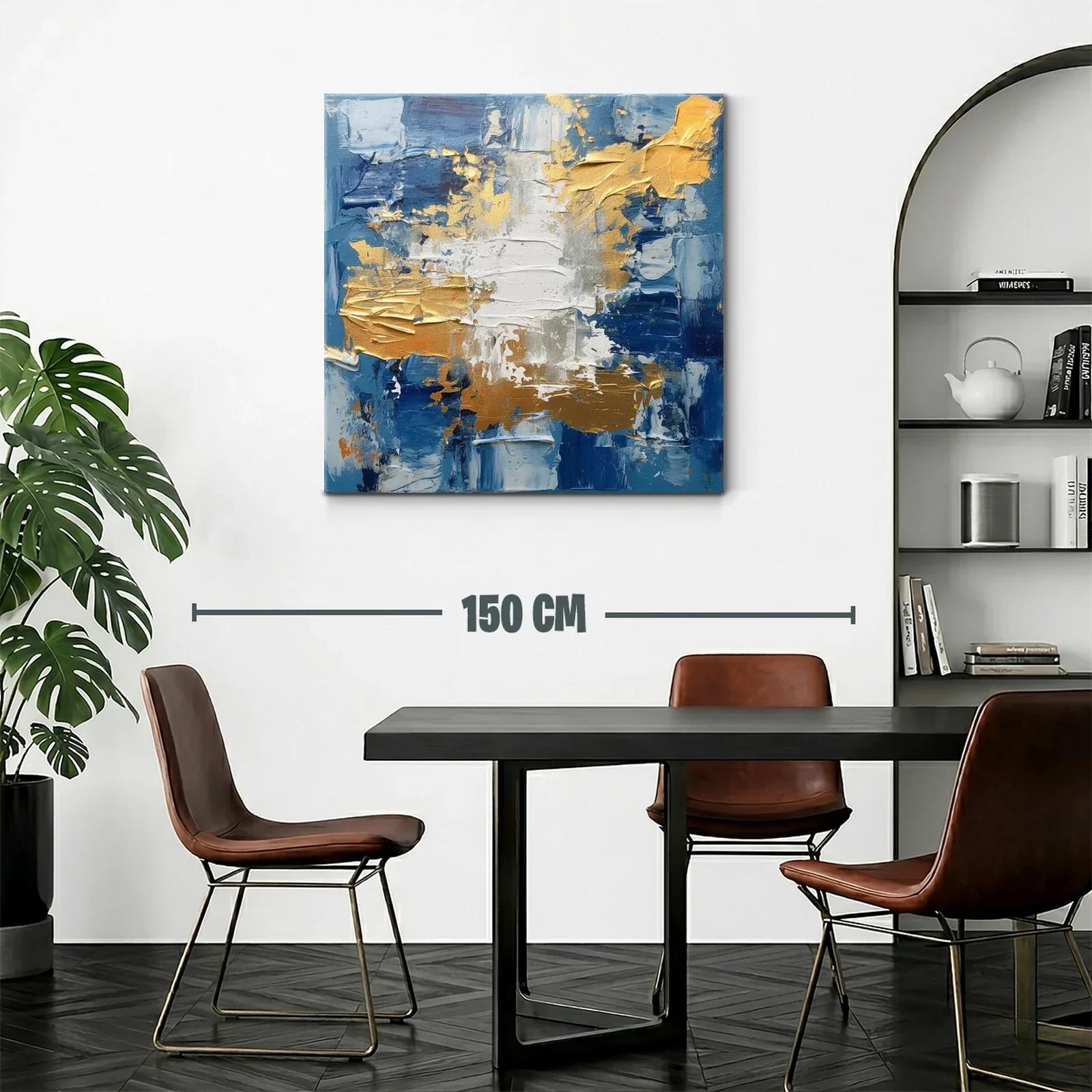 Composición abstracta en azul y dorado con texturas — miniatura 2