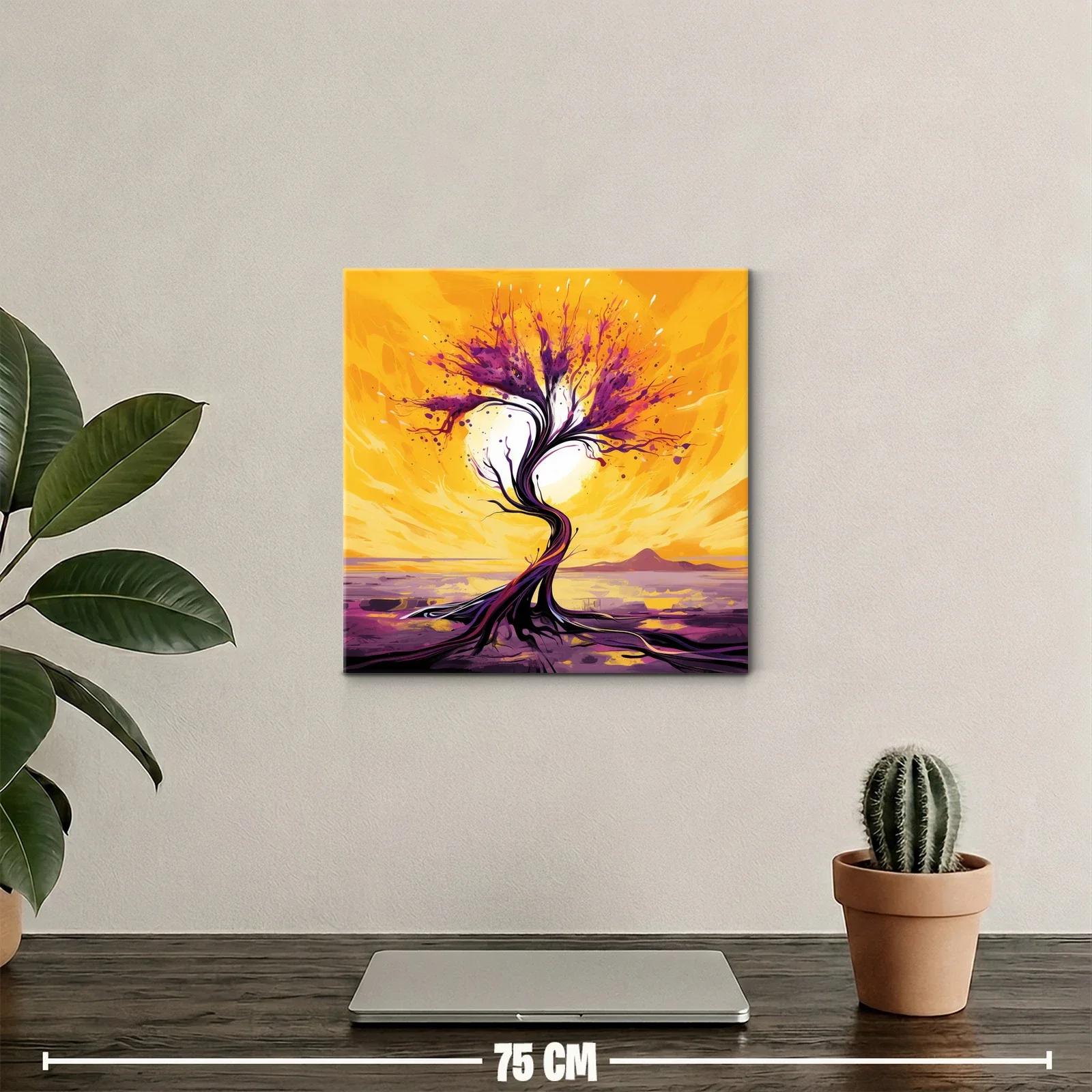 Árbol abstracto en vibrantes tonos morados y amarillos — miniatura 2