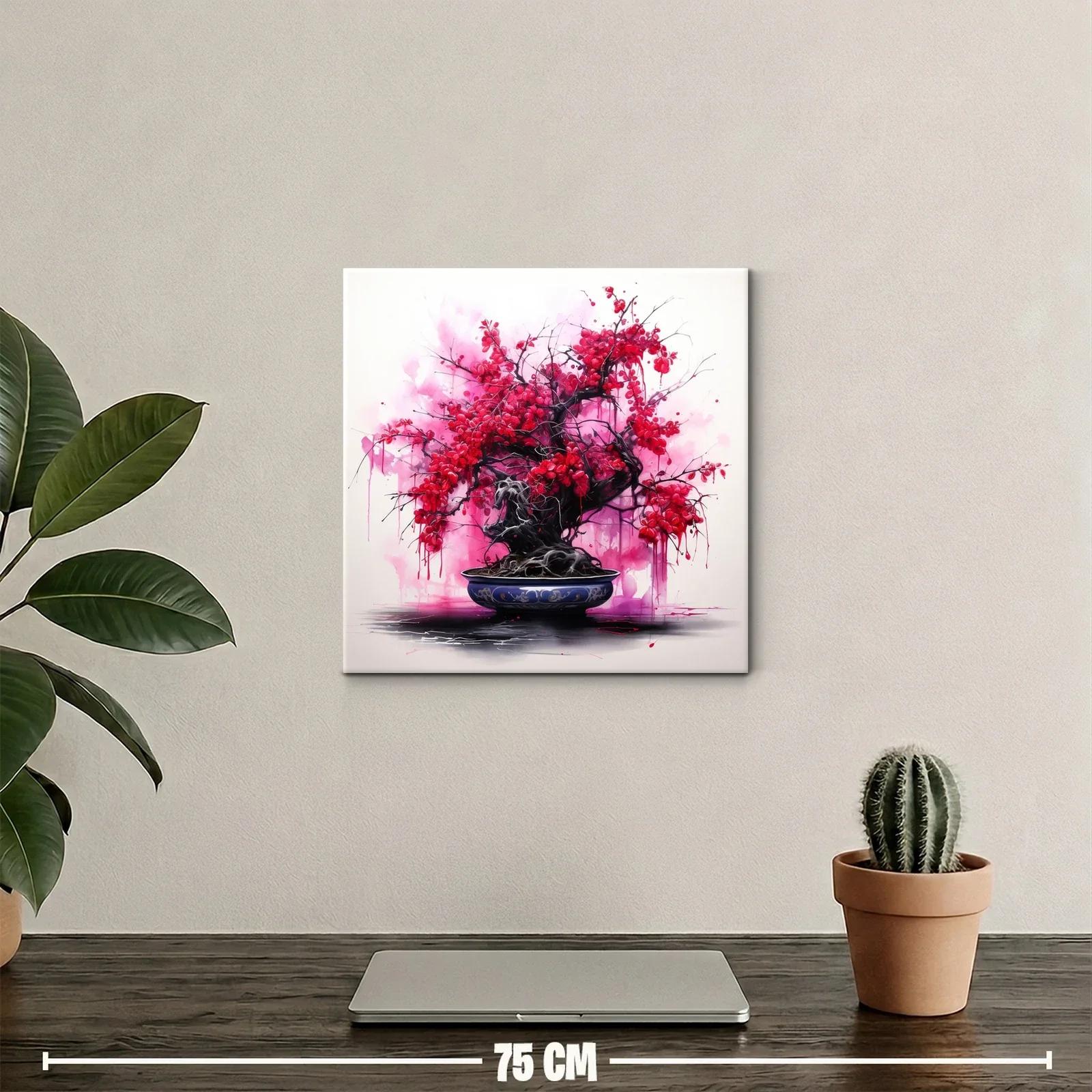 Árbol Bonsái con Flores Rojas Vibrantes — miniatura 2