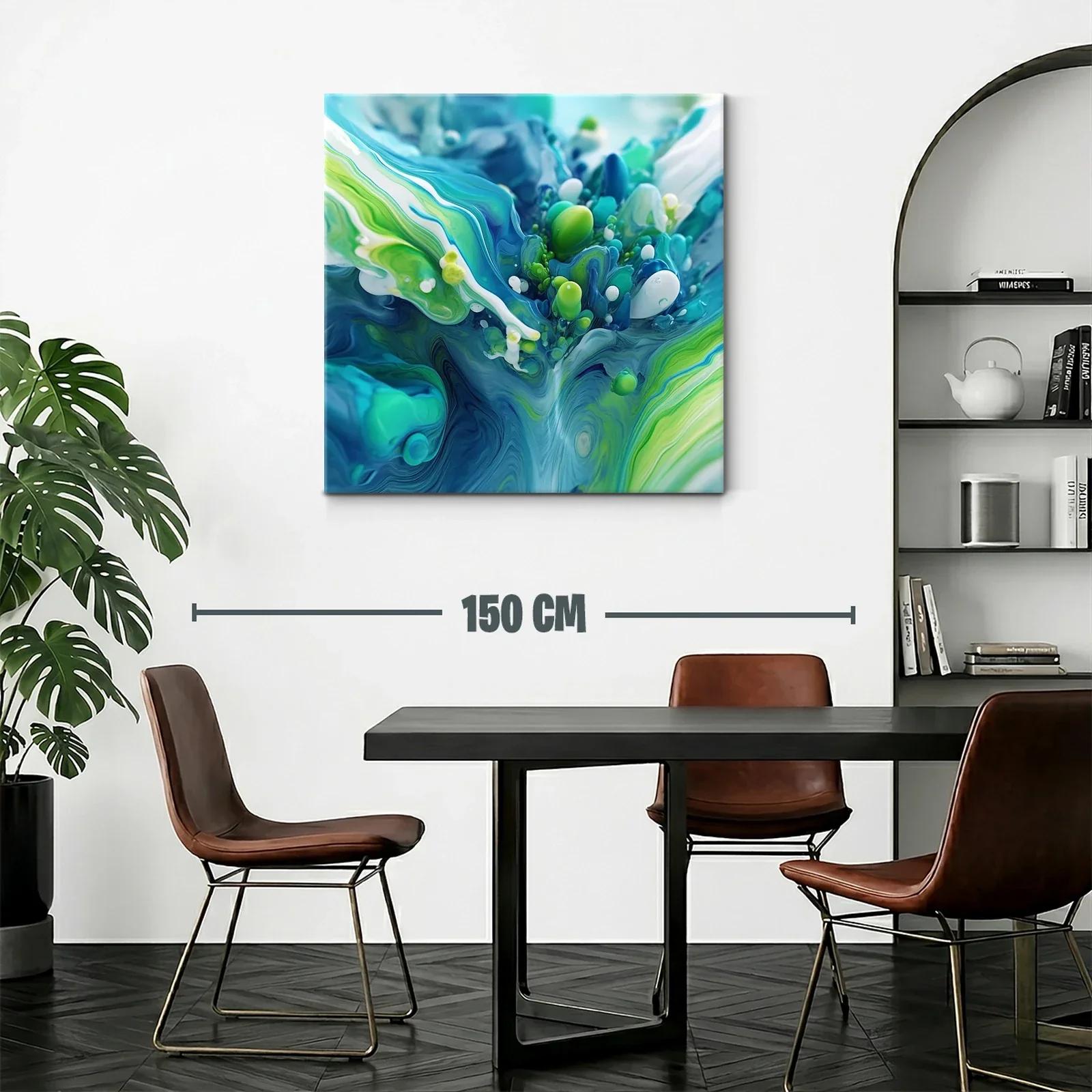 Abstracción orgánica en tonos azules y verdes vibrantes — miniatura 2
