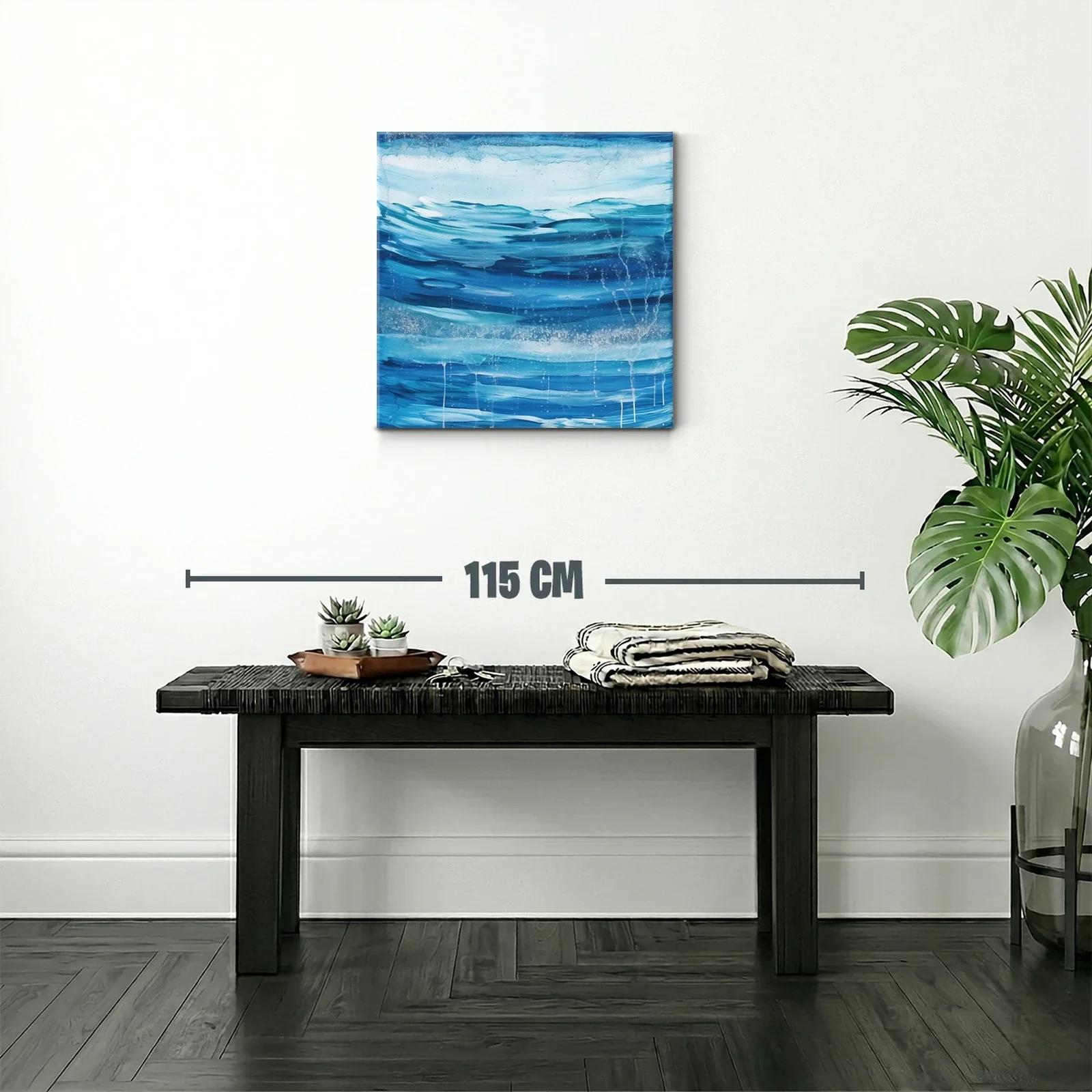 Cuadro abstracto inspirado en el movimiento del agua azul — miniatura 2