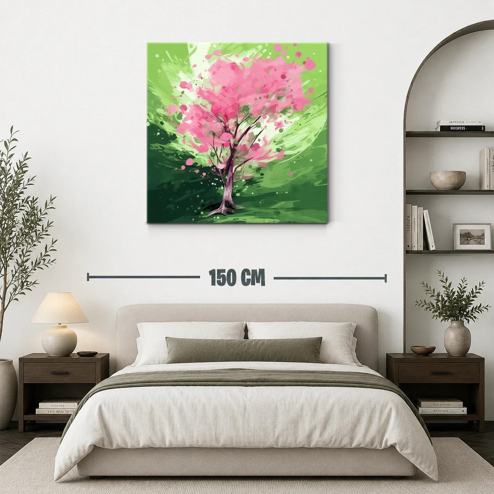 Árbol en flor con vibrantes tonos verdes y rosas — miniatura 3
