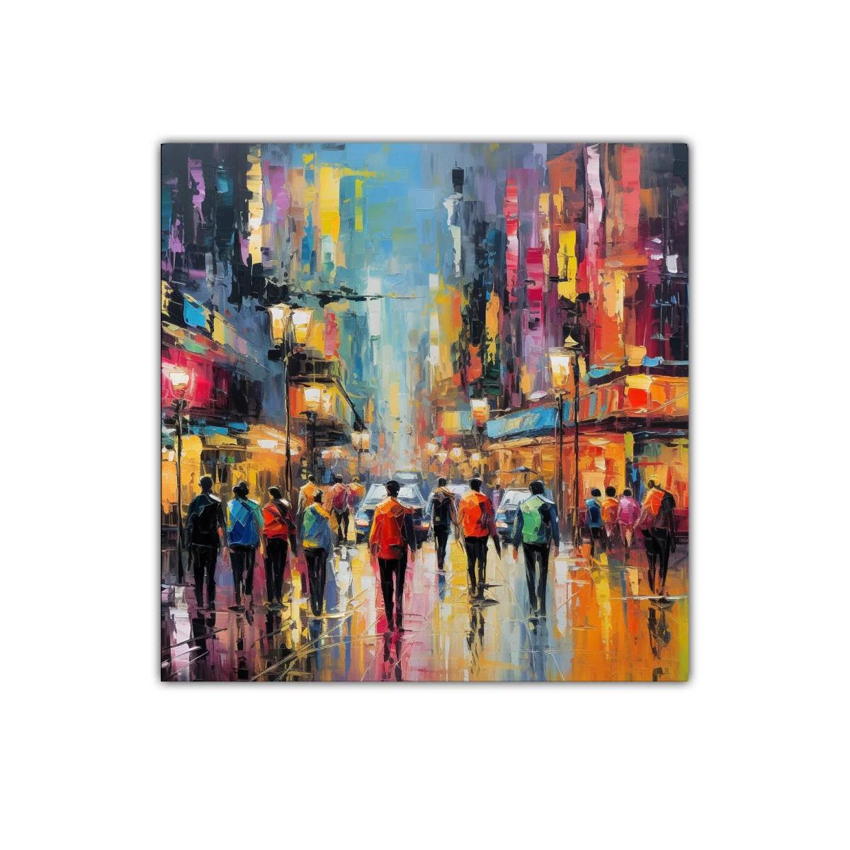 Afluencia urbana vibrante con reflejos de color y luz — miniatura 1