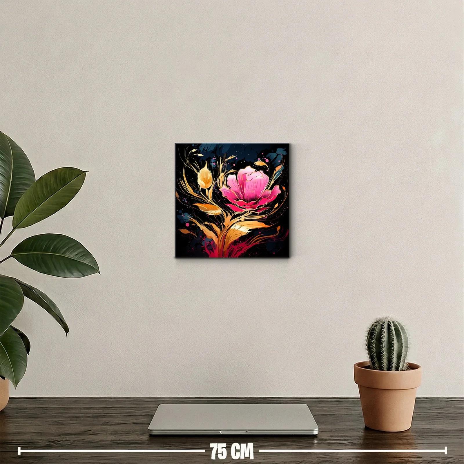 Flor Vibrante con Detalles Dorados sobre Fondo Oscuro — miniatura 2