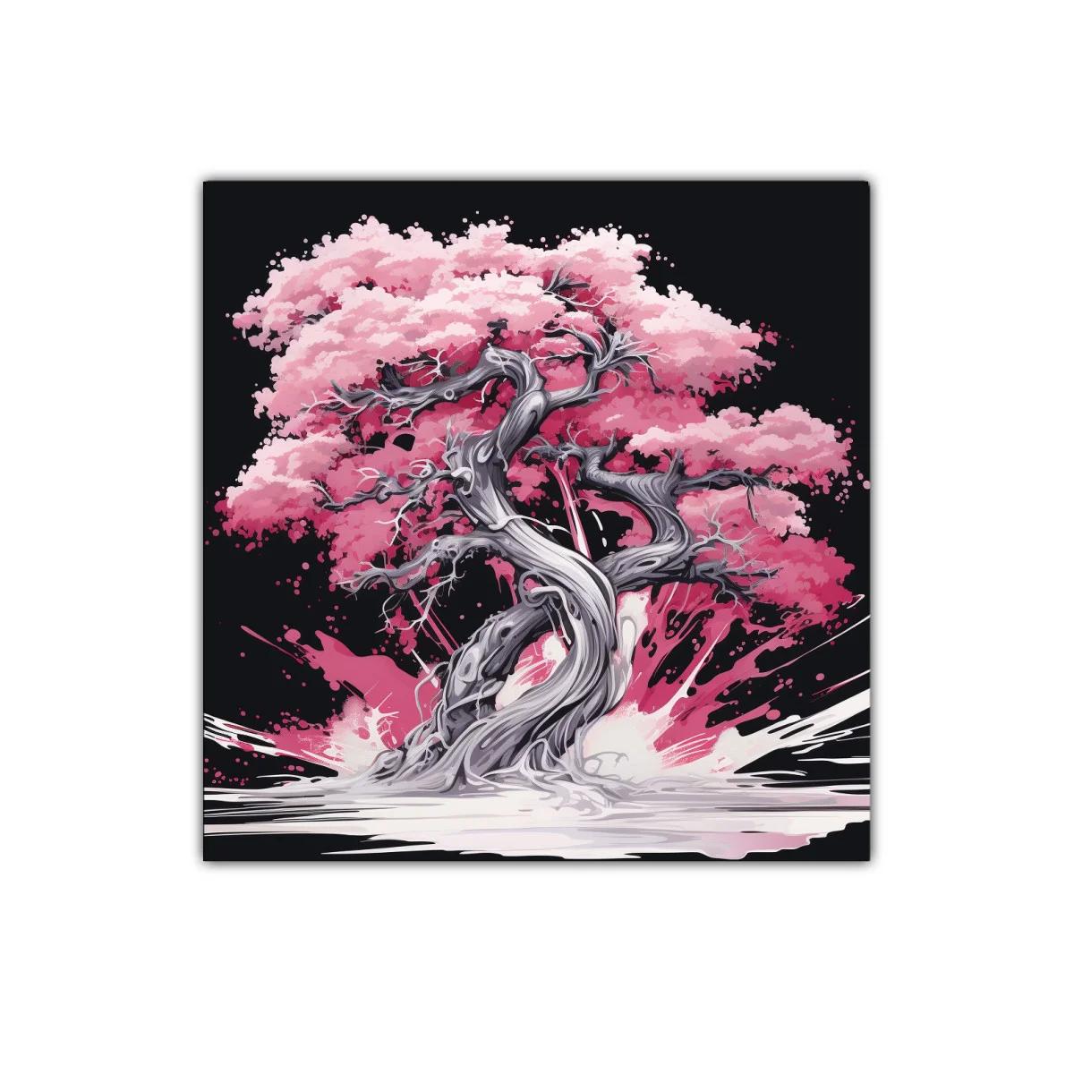 Árbol de Cerezo Rosa en Explosión de Color Vibrante — miniatura 1