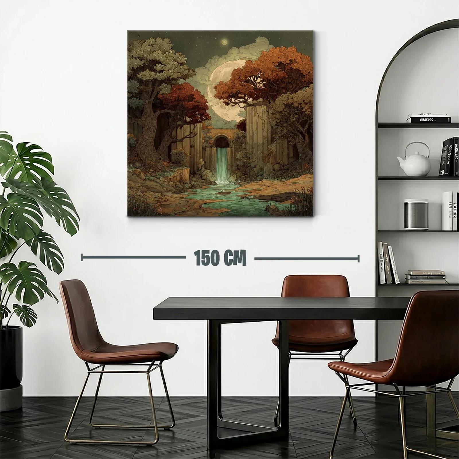 Paisaje nocturno con cascada y árboles de otoño — miniatura 2
