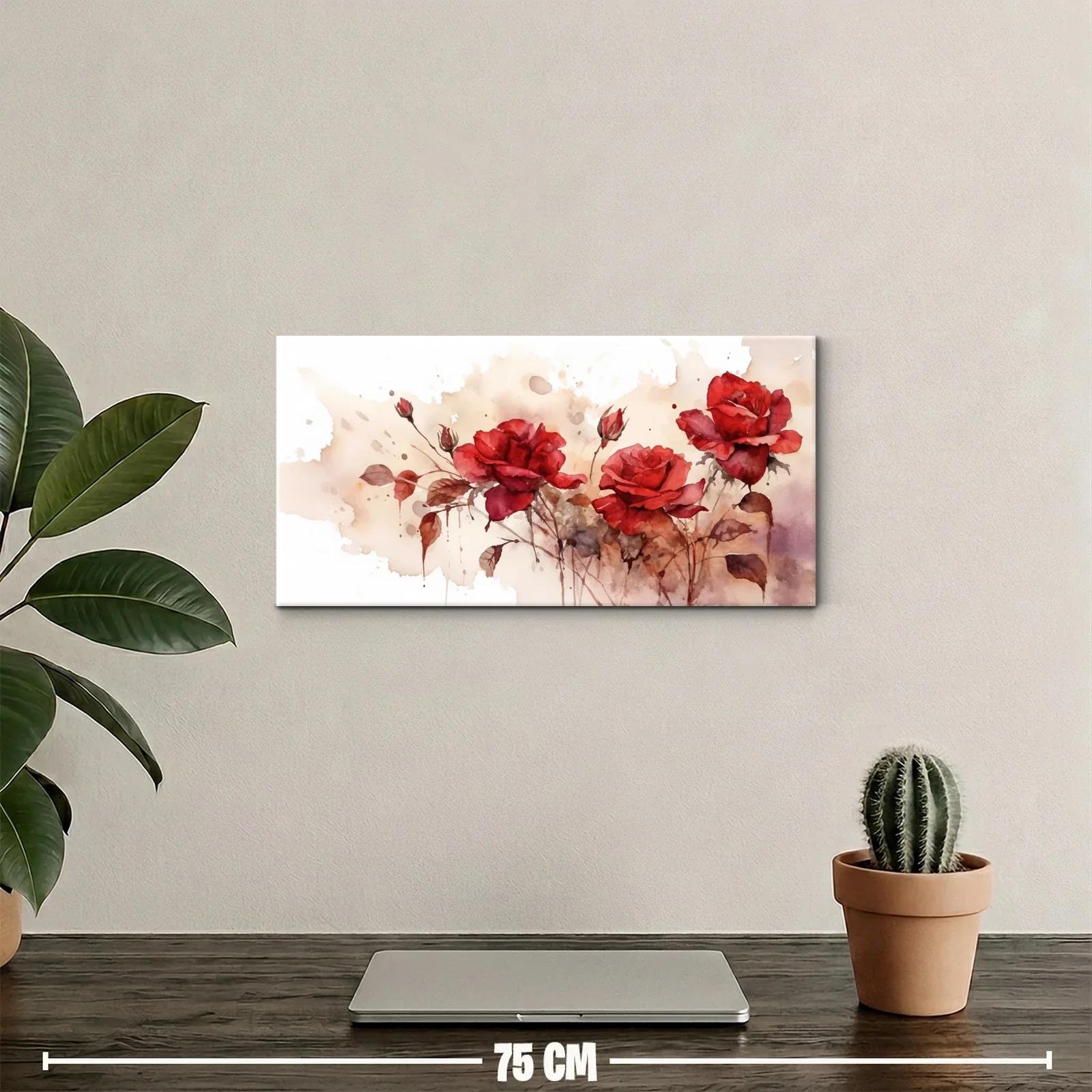 Cuadro rosas rojas en acuarela con capullos — miniatura 2