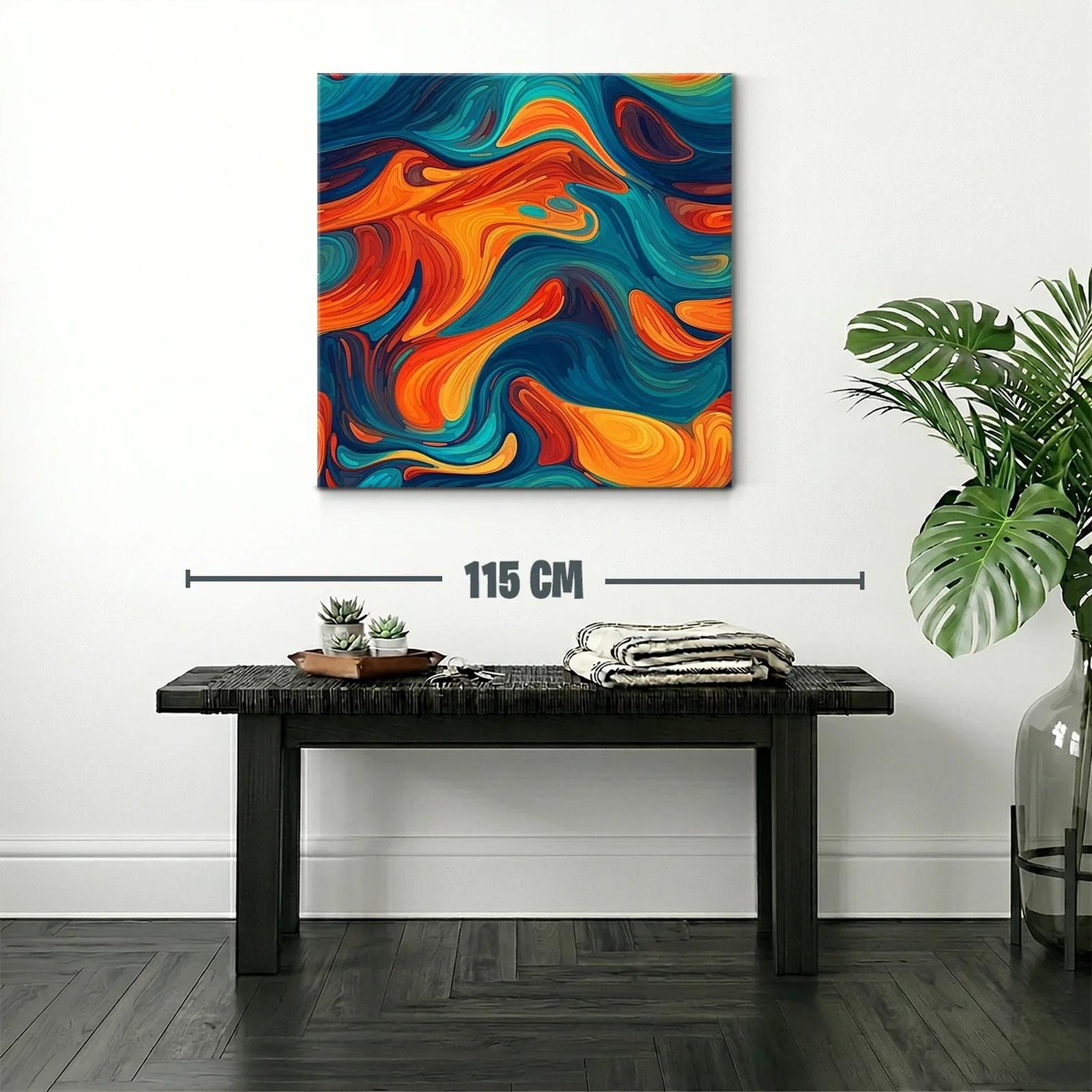 Cuadro abstracto con tonos vibrantes y formas fluidas — miniatura 2
