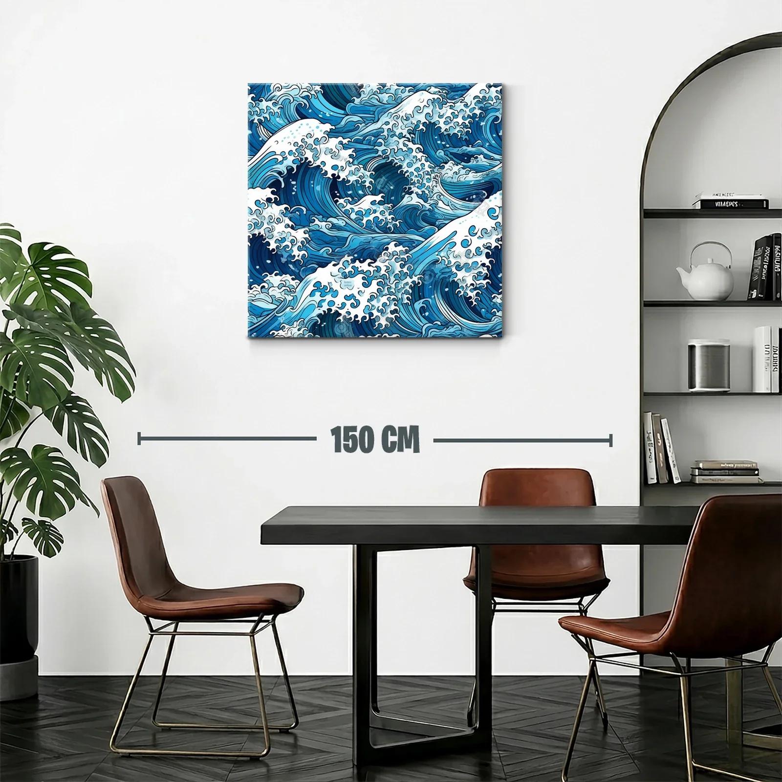 Cuadro vibrante con olas marinas en tonos azules — miniatura 2