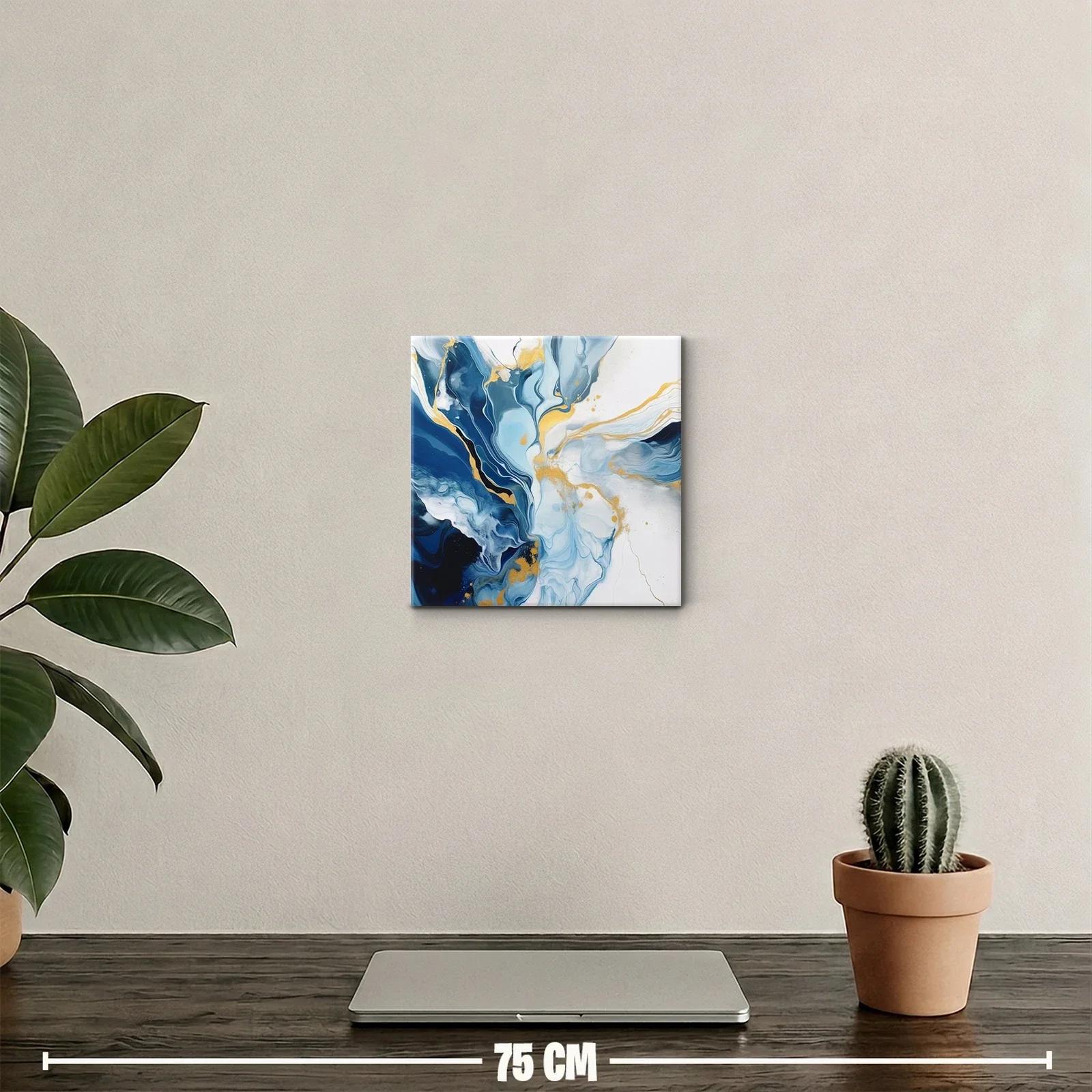 Cuadro abstracto con tonos azules y dorados elegantes — miniatura 2