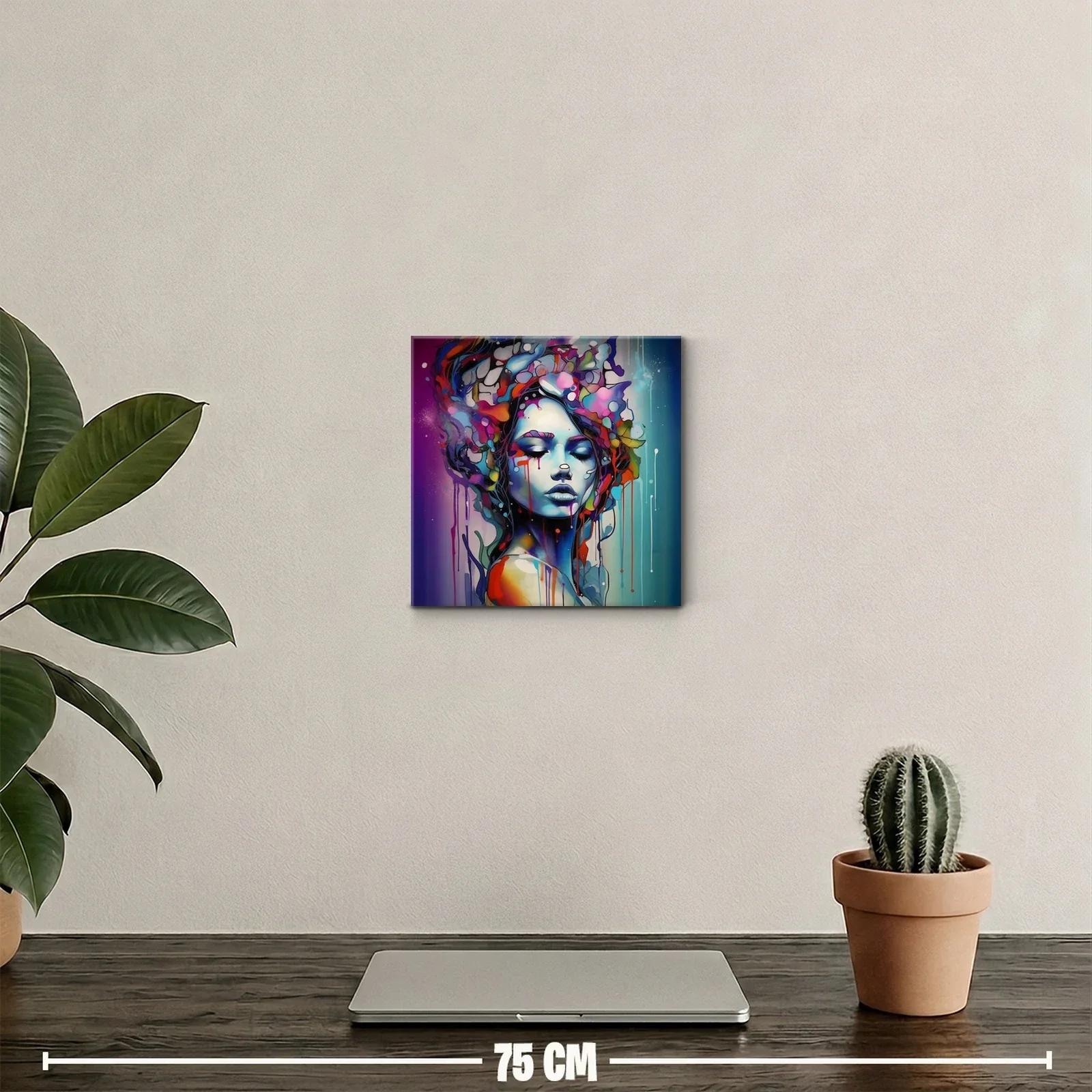 Rostro femenino envuelto en explosión de colores vibrantes — miniatura 2