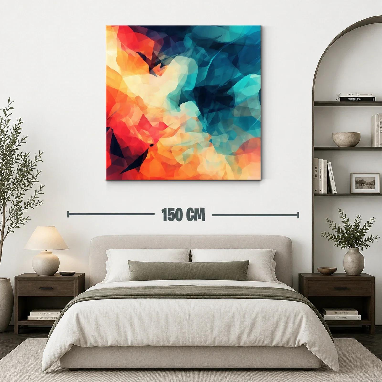 Cuadro abstracto en tonos cálidos y fríos vibrantes — miniatura 3