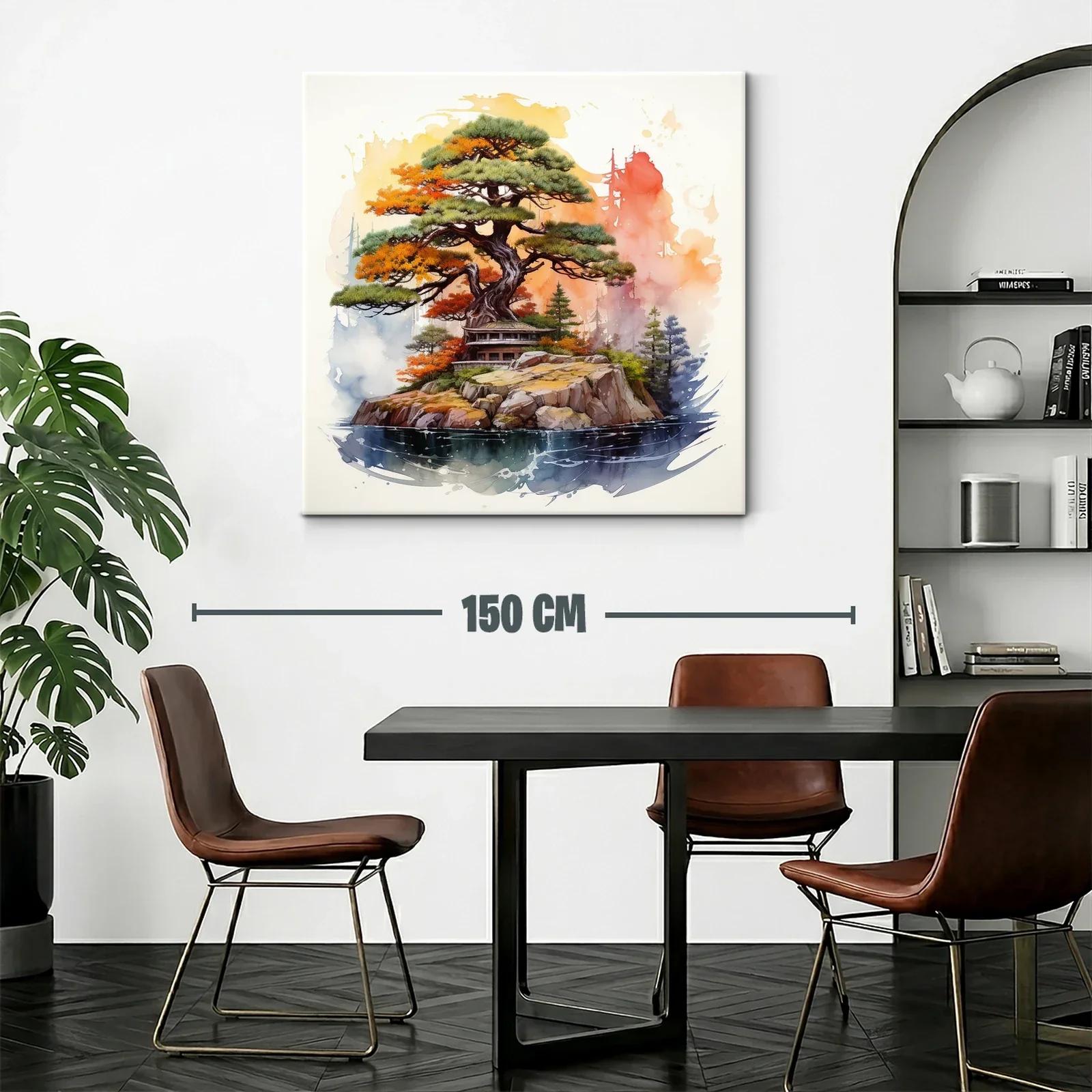 Paisaje sereno con árbol y refugio en isla rocosa — miniatura 2