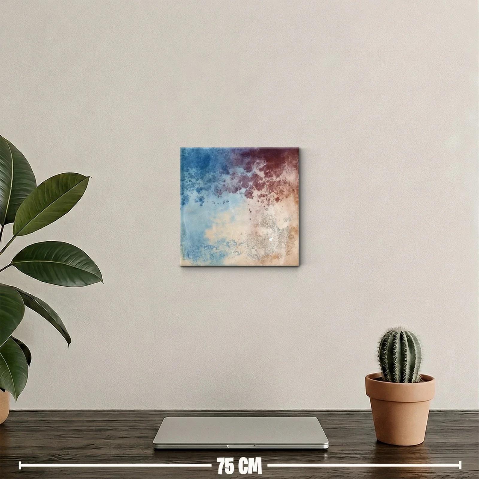 Cuadro decorativo con textura orgánica en tonos azules y rojos — miniatura 2