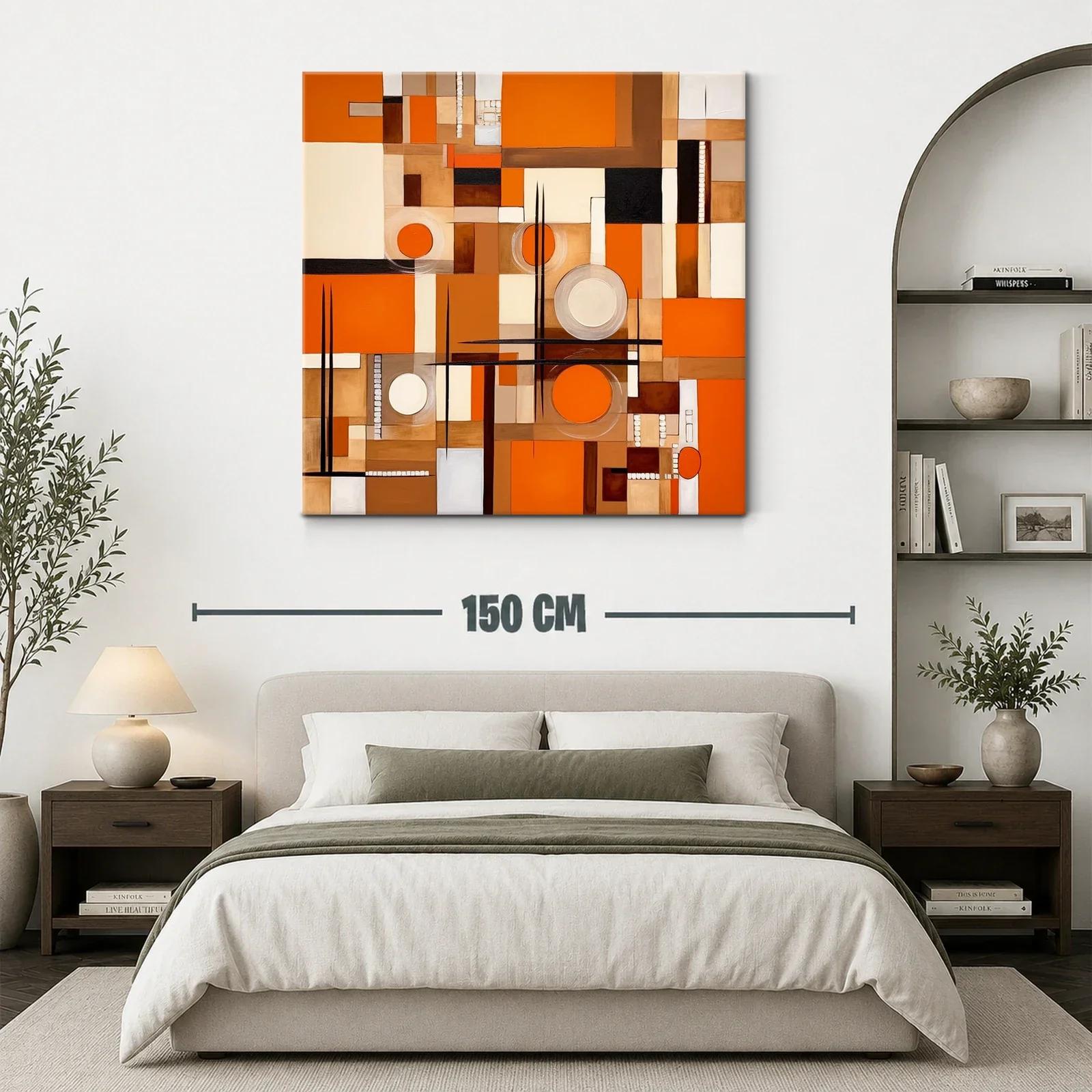 Cuadro abstracto con formas geométricas y tonos cálidos — miniatura 3